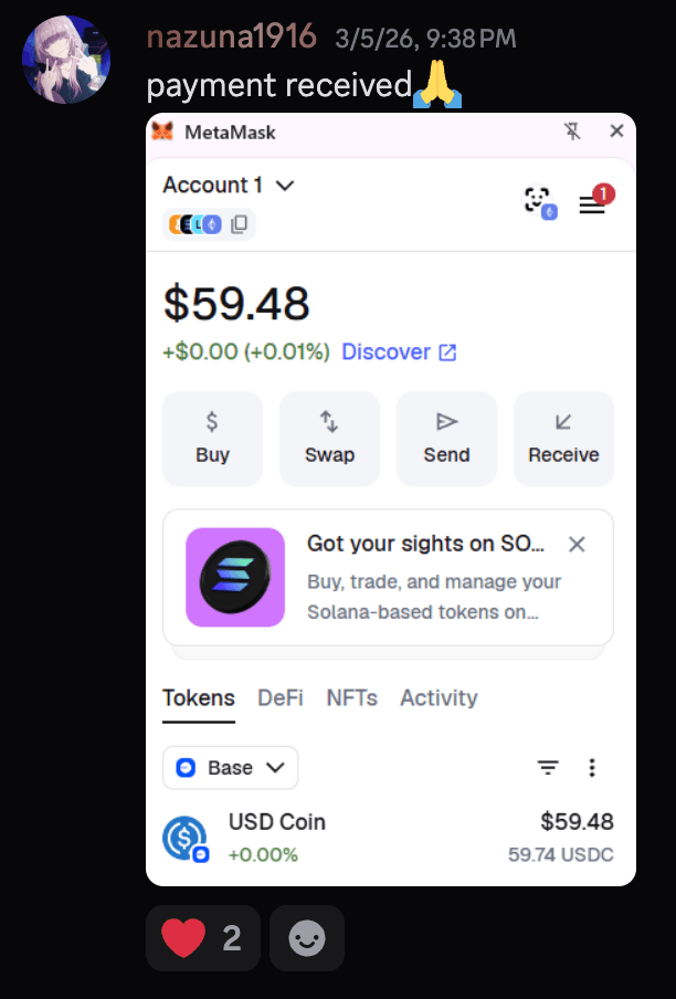 Creator payment proof