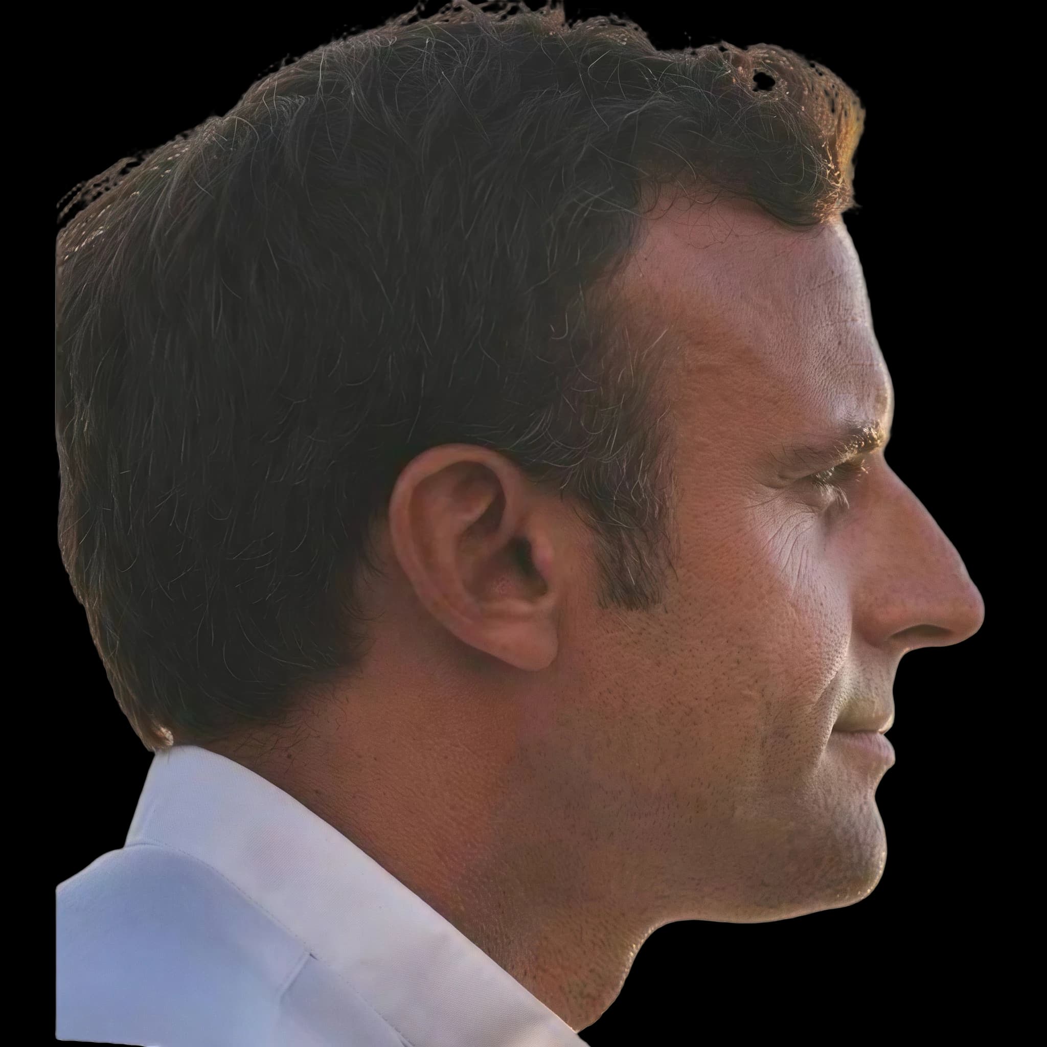 Emmanuel Macron, side profile