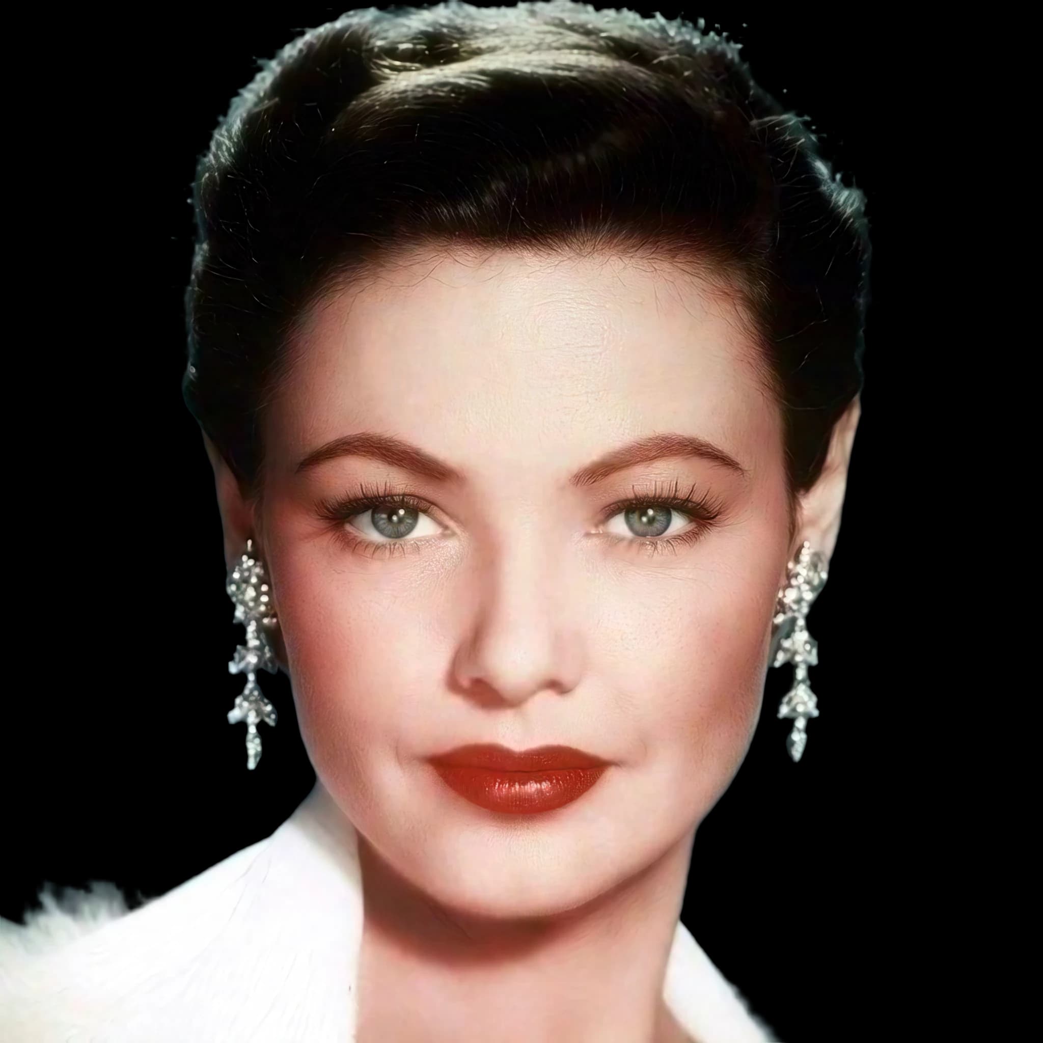 Gene Tierney, front profile