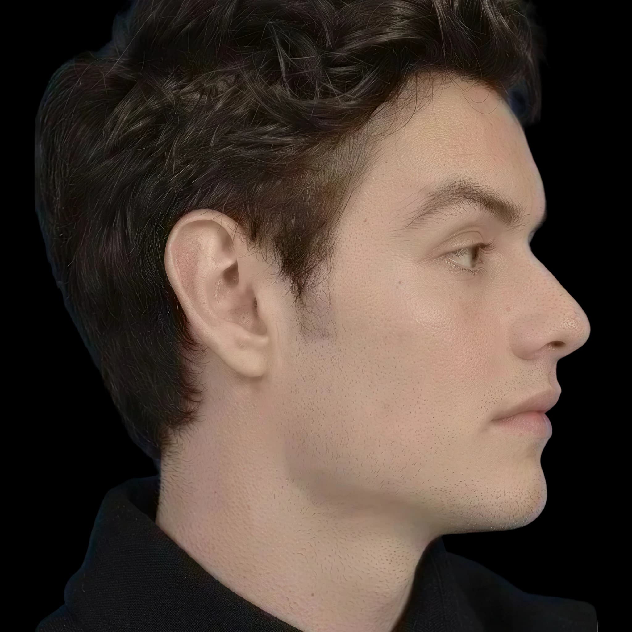 Louis Partridge, side profile