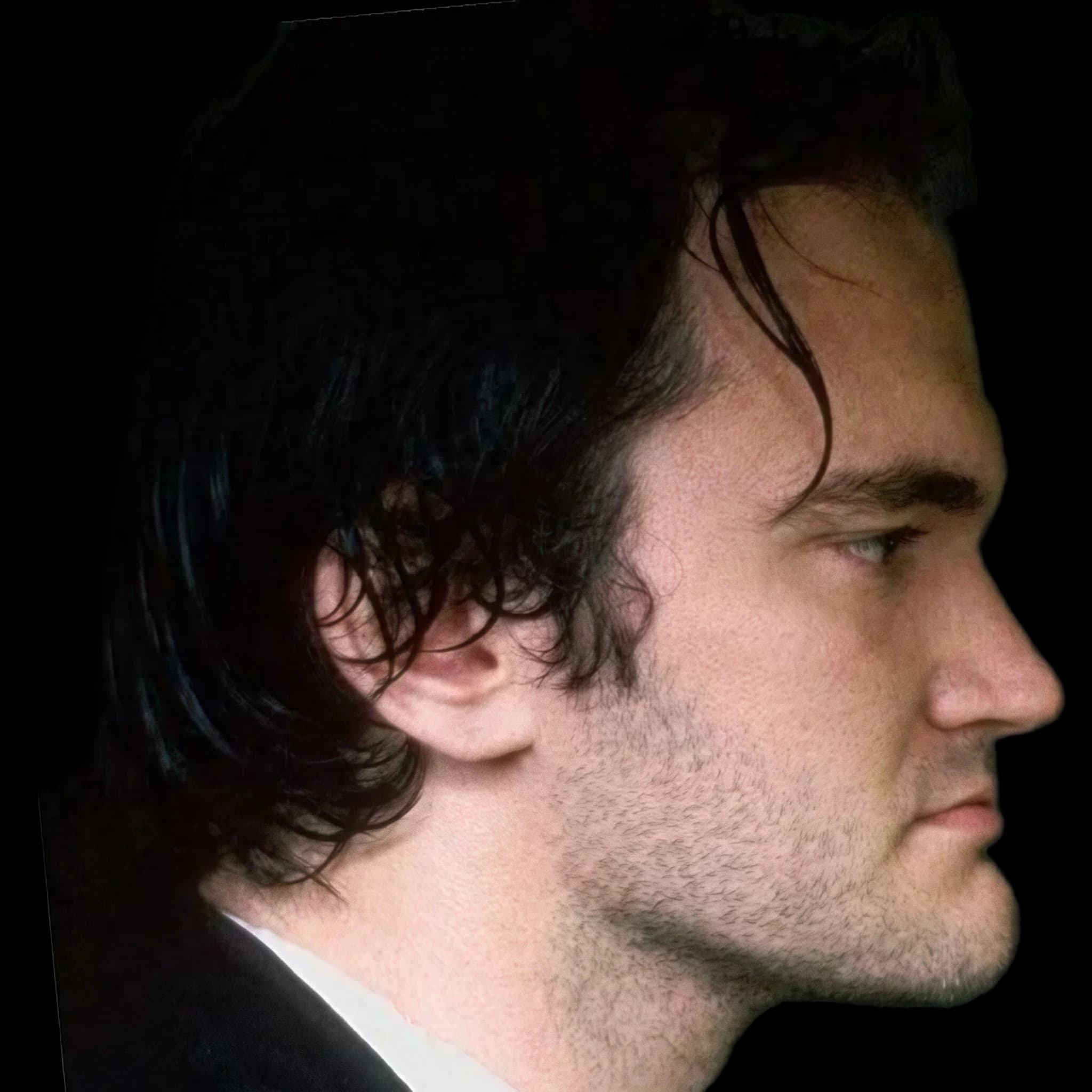 Quentin Tarantino, side profile