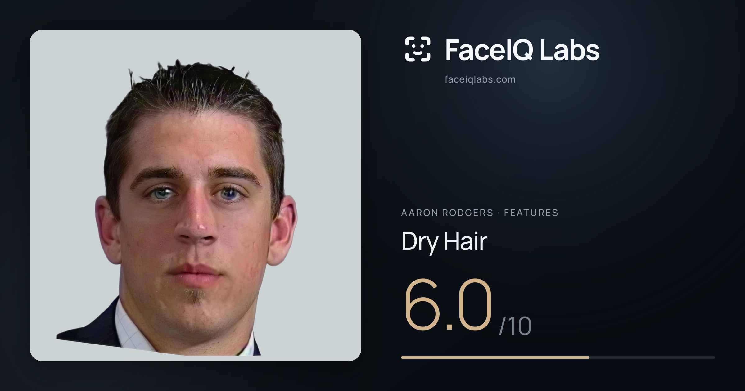 Aaron Rodgers Dry Hair: 6.0/10, drawn on the photo