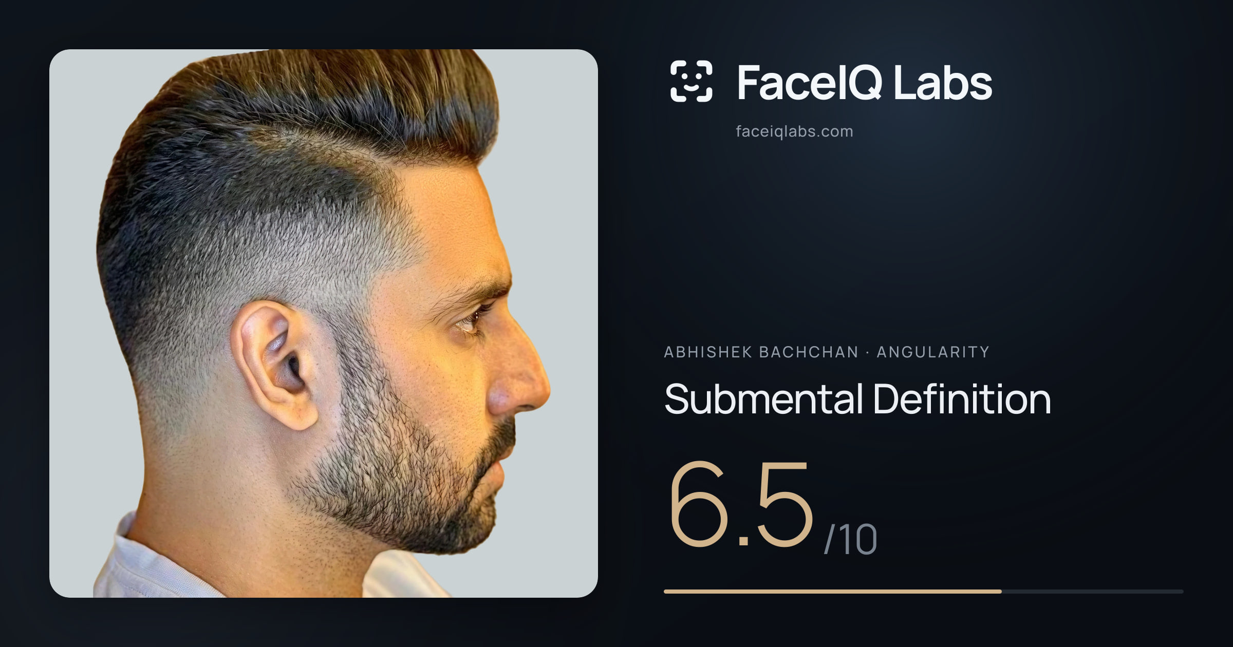 Abhishek Bachchan Submental Definition: 6.5/10, drawn on the photo
