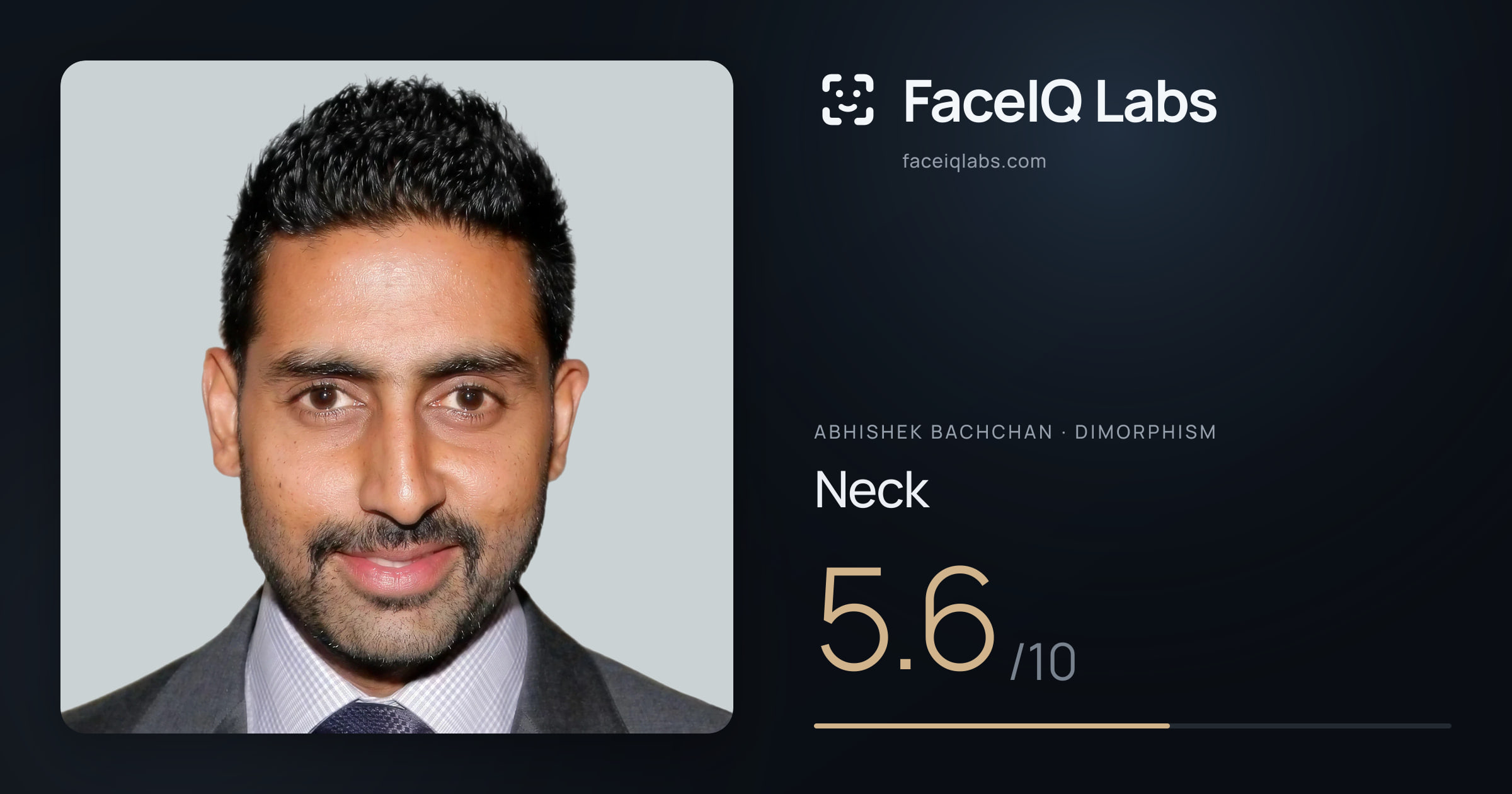 Abhishek Bachchan Neck: 5.6/10, drawn on the photo