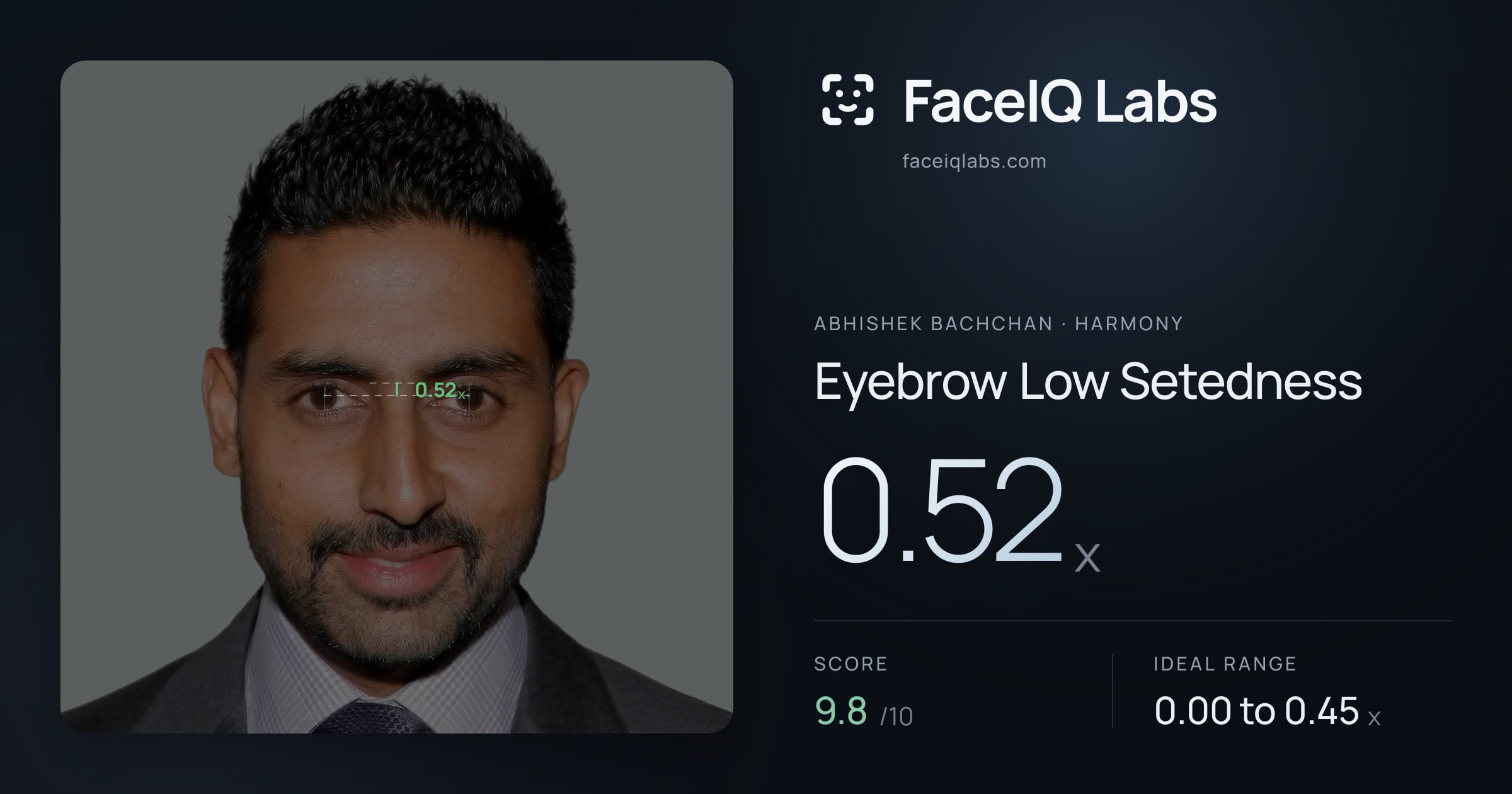 Abhishek Bachchan Eyebrow Low Setedness: 0.52x, drawn on the photo