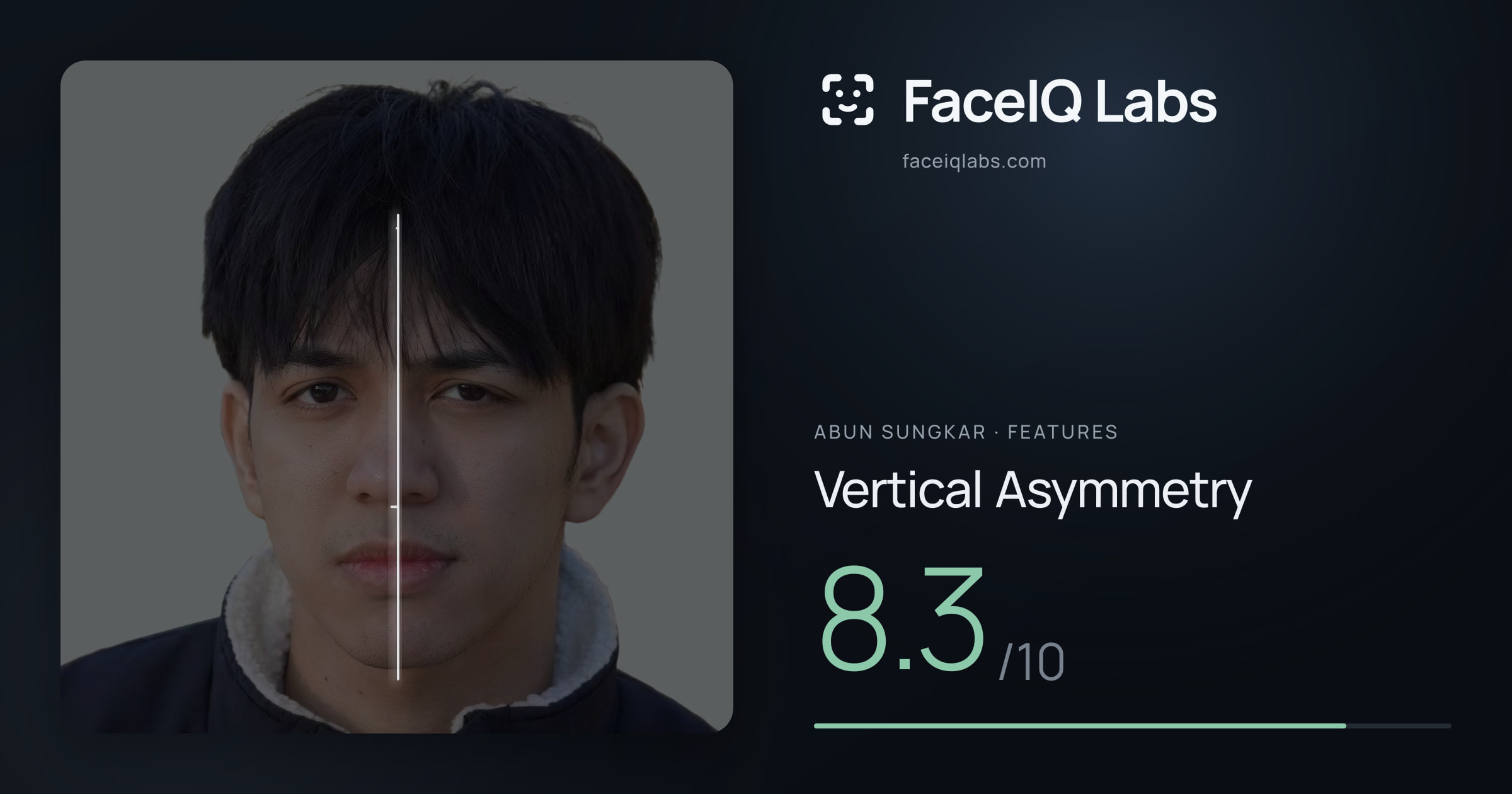 Abun Sungkar Vertical Asymmetry: 8.3/10, drawn on the photo