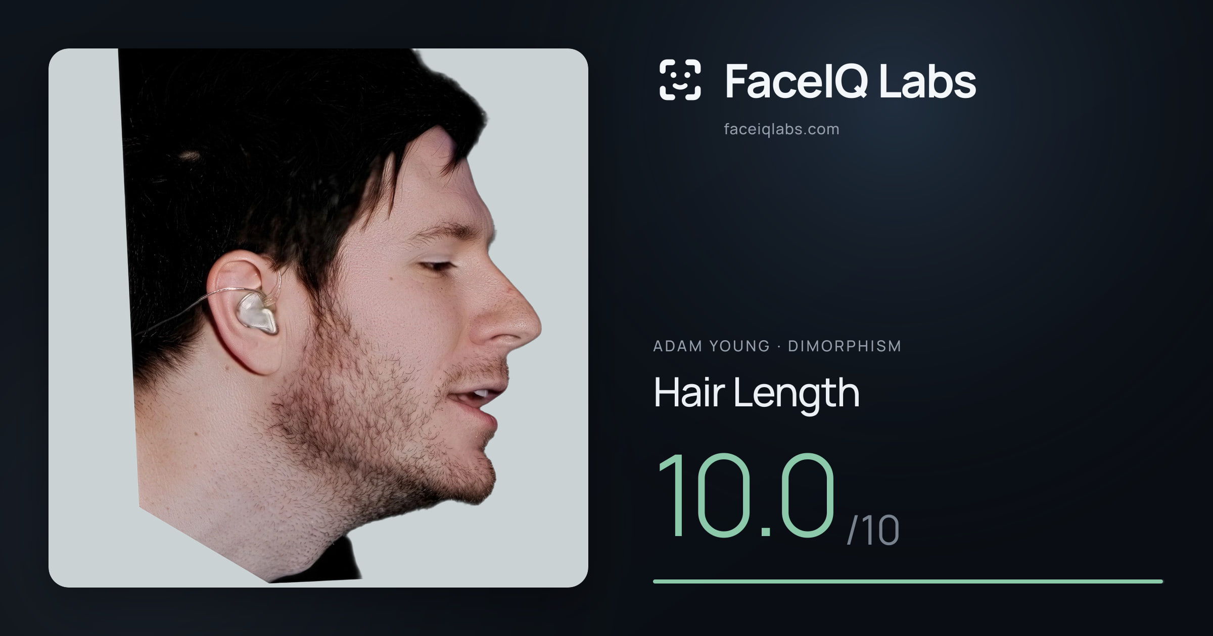 Adam Young Hair Length: 10.0/10, drawn on the photo