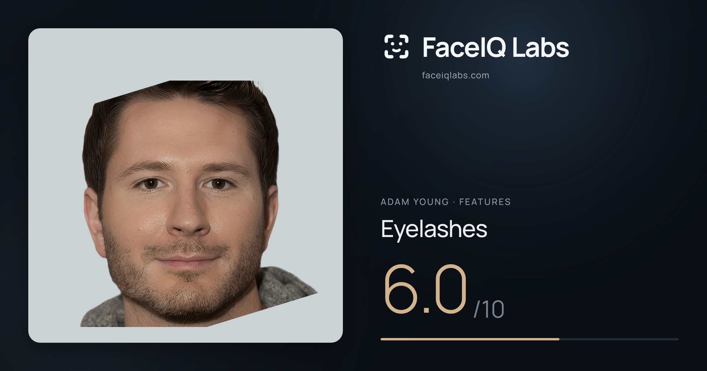 Adam Young Eyelashes: 6.0/10, drawn on the photo