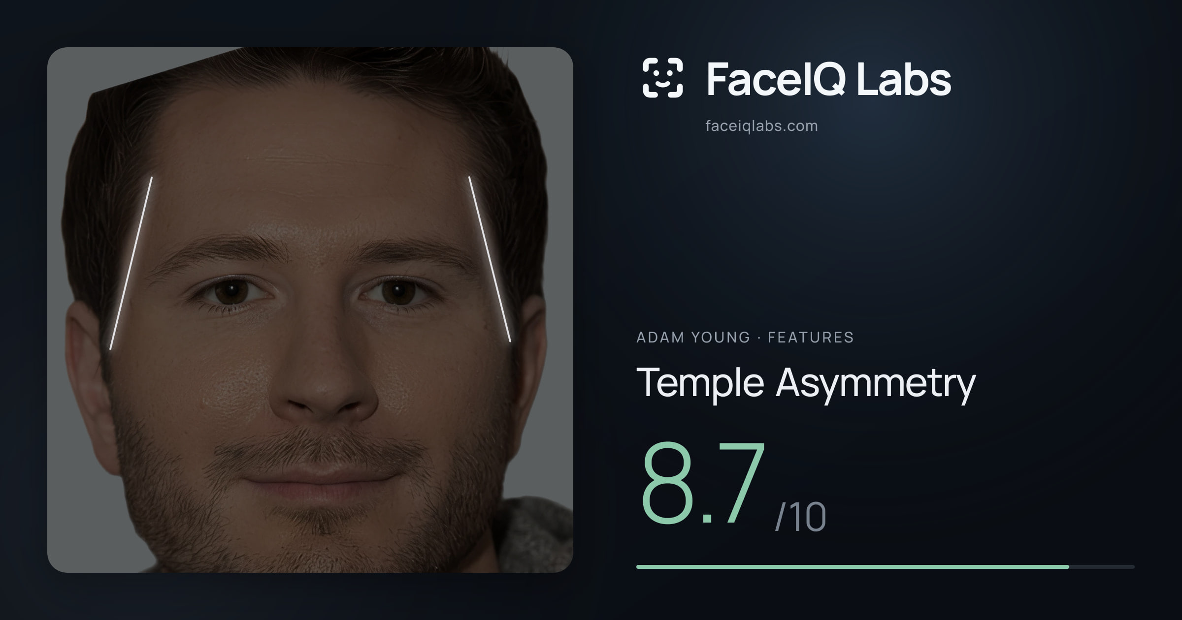 Adam Young Temple Asymmetry: 8.7/10, drawn on the photo