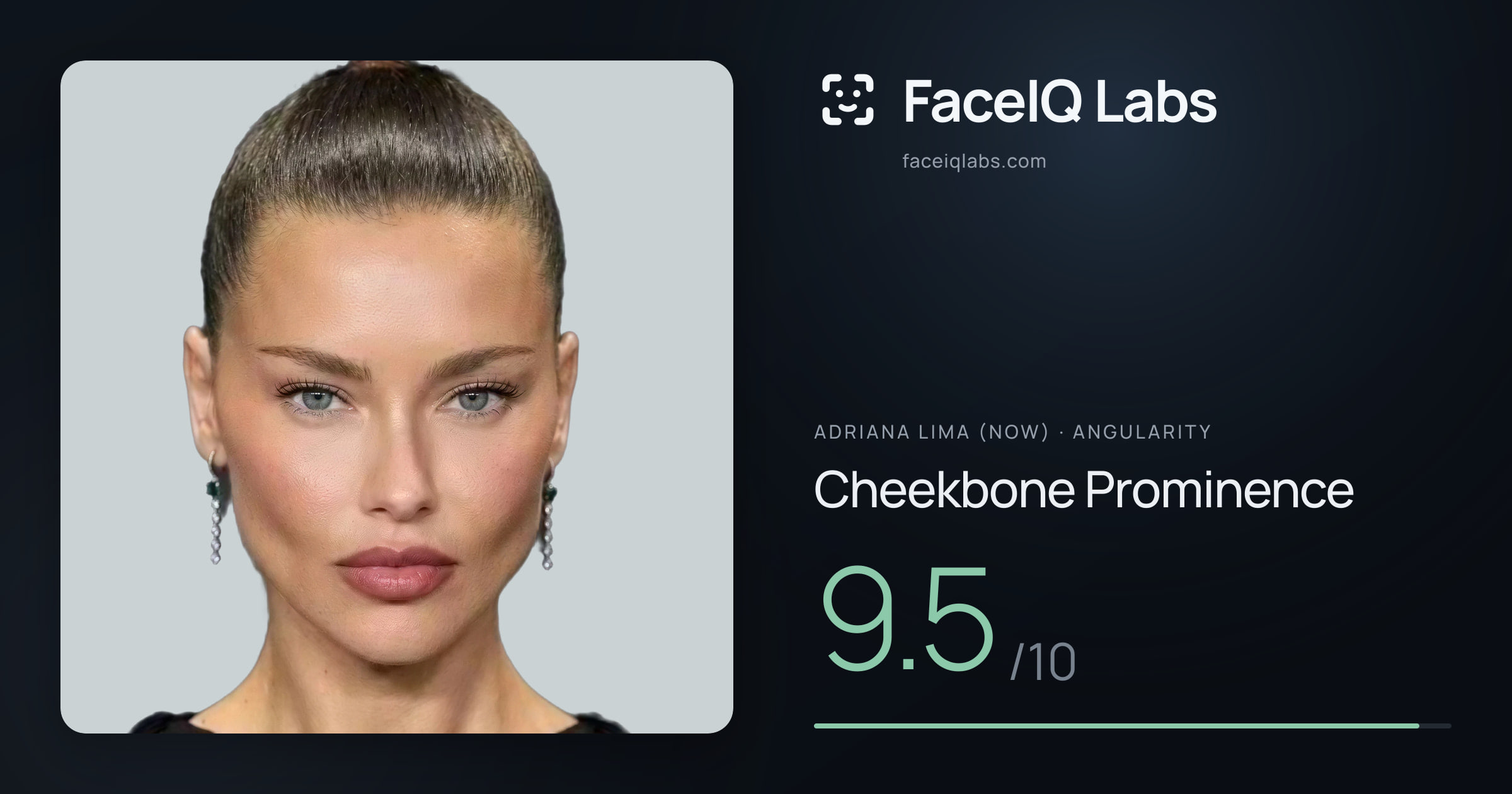 Adriana lima (now) Cheekbone Prominence: 9.5/10, drawn on the photo