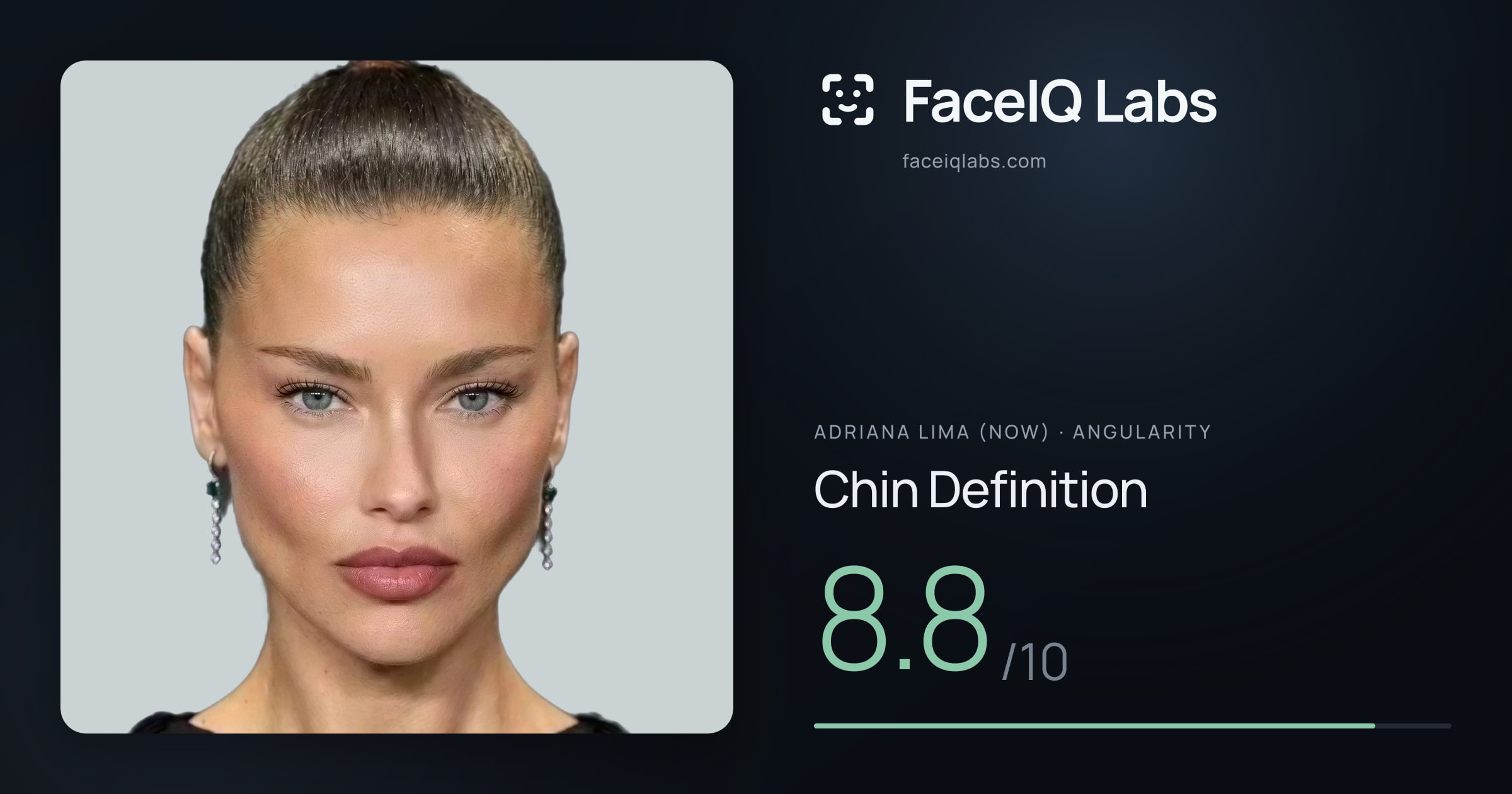 Adriana lima (now) Chin Definition: 8.8/10, drawn on the photo
