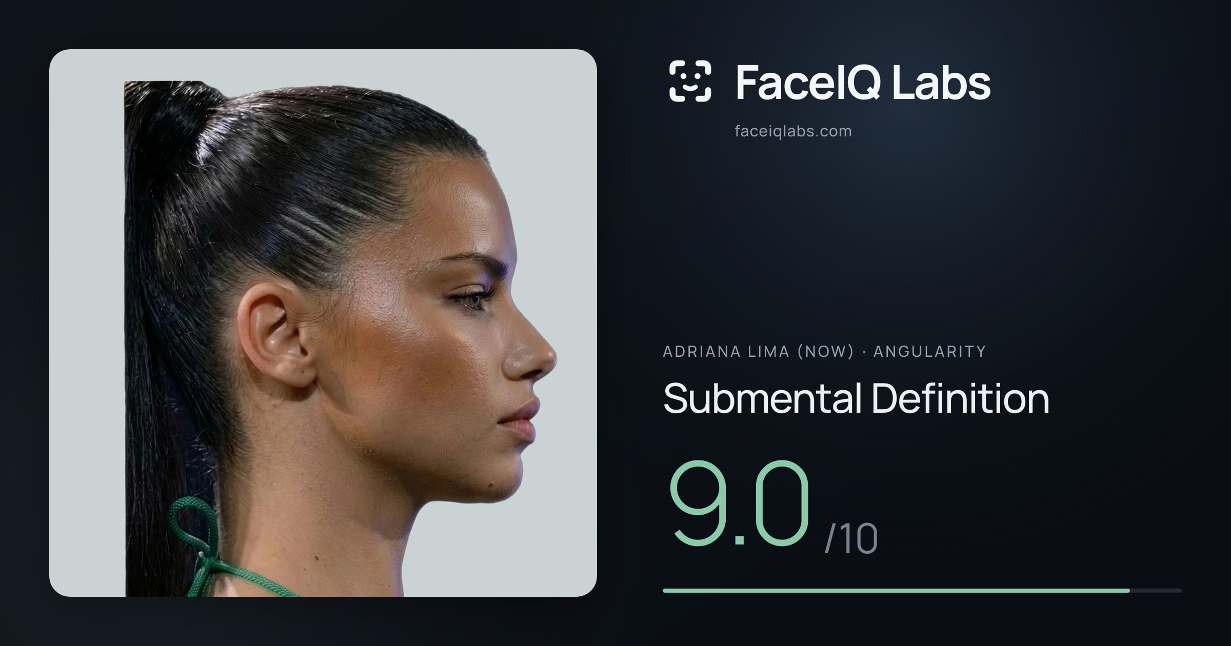 Adriana lima (now) Submental Definition: 9.0/10, drawn on the photo