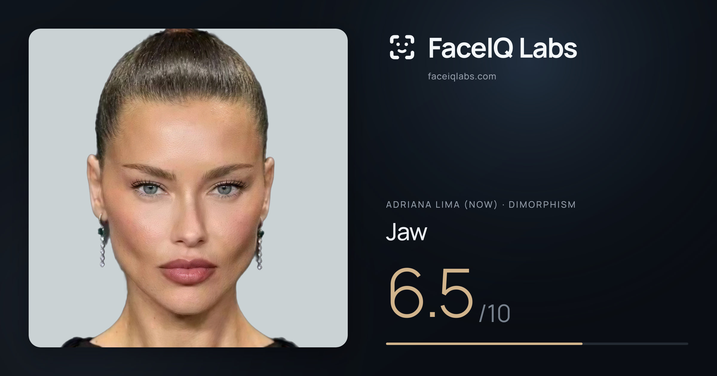 Adriana lima (now) Jaw: 6.5/10, drawn on the photo