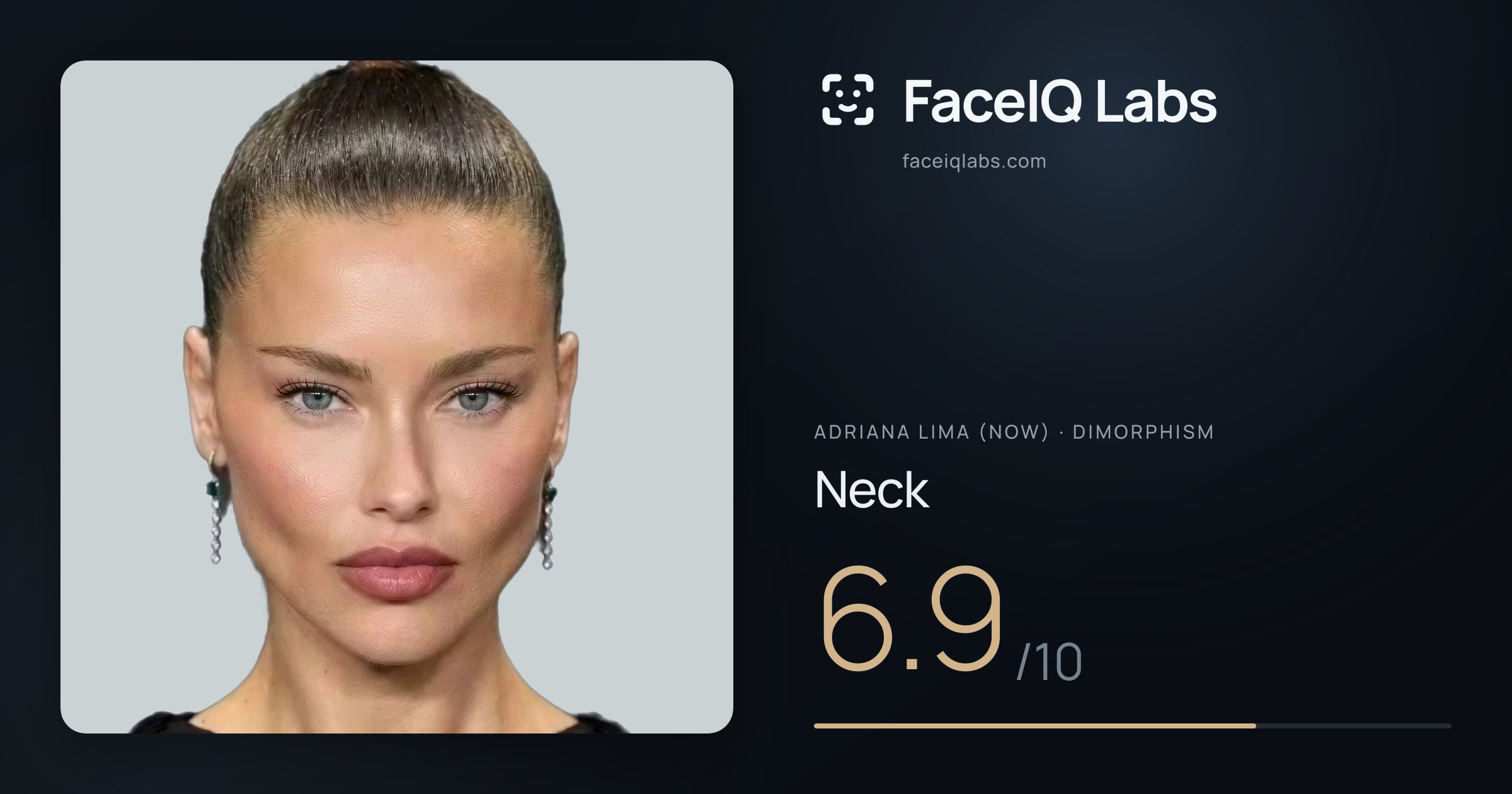 Adriana lima (now) Neck: 6.9/10, drawn on the photo
