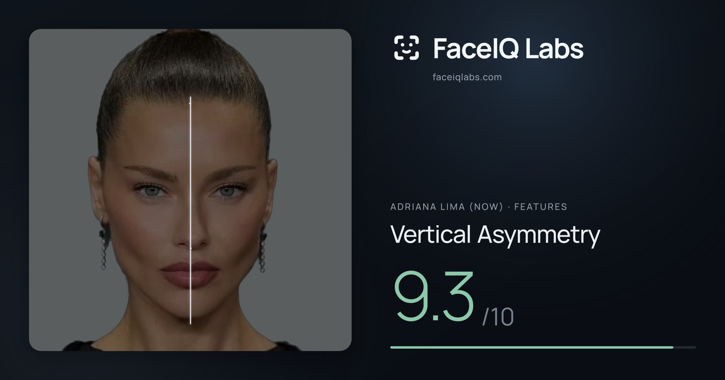 Adriana lima (now) Vertical Asymmetry: 9.3/10, drawn on the photo