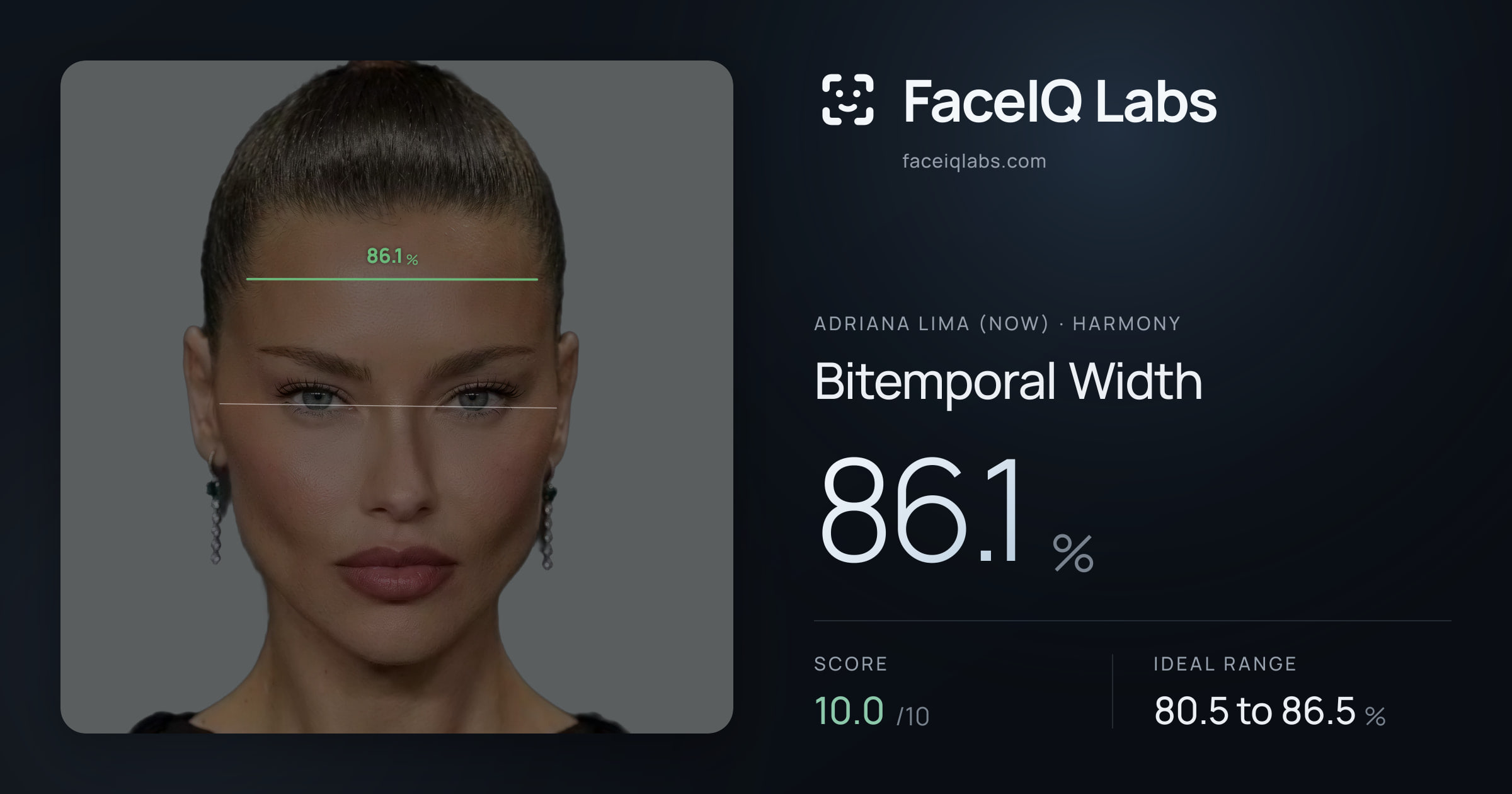 Adriana lima (now) Bitemporal Width: 86.1%, drawn on the photo