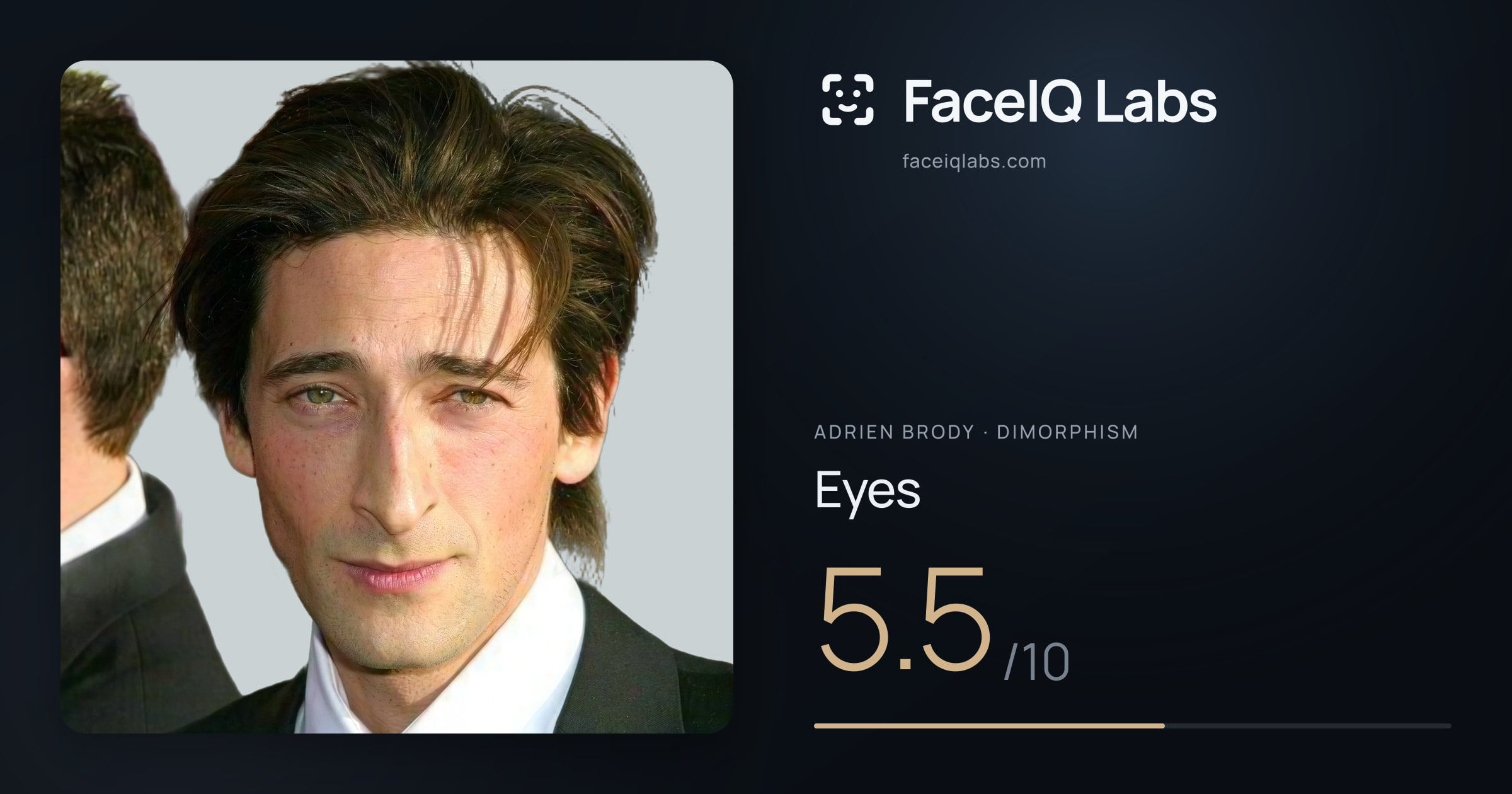 Adrien Brody Eyes: 5.5/10, drawn on the photo