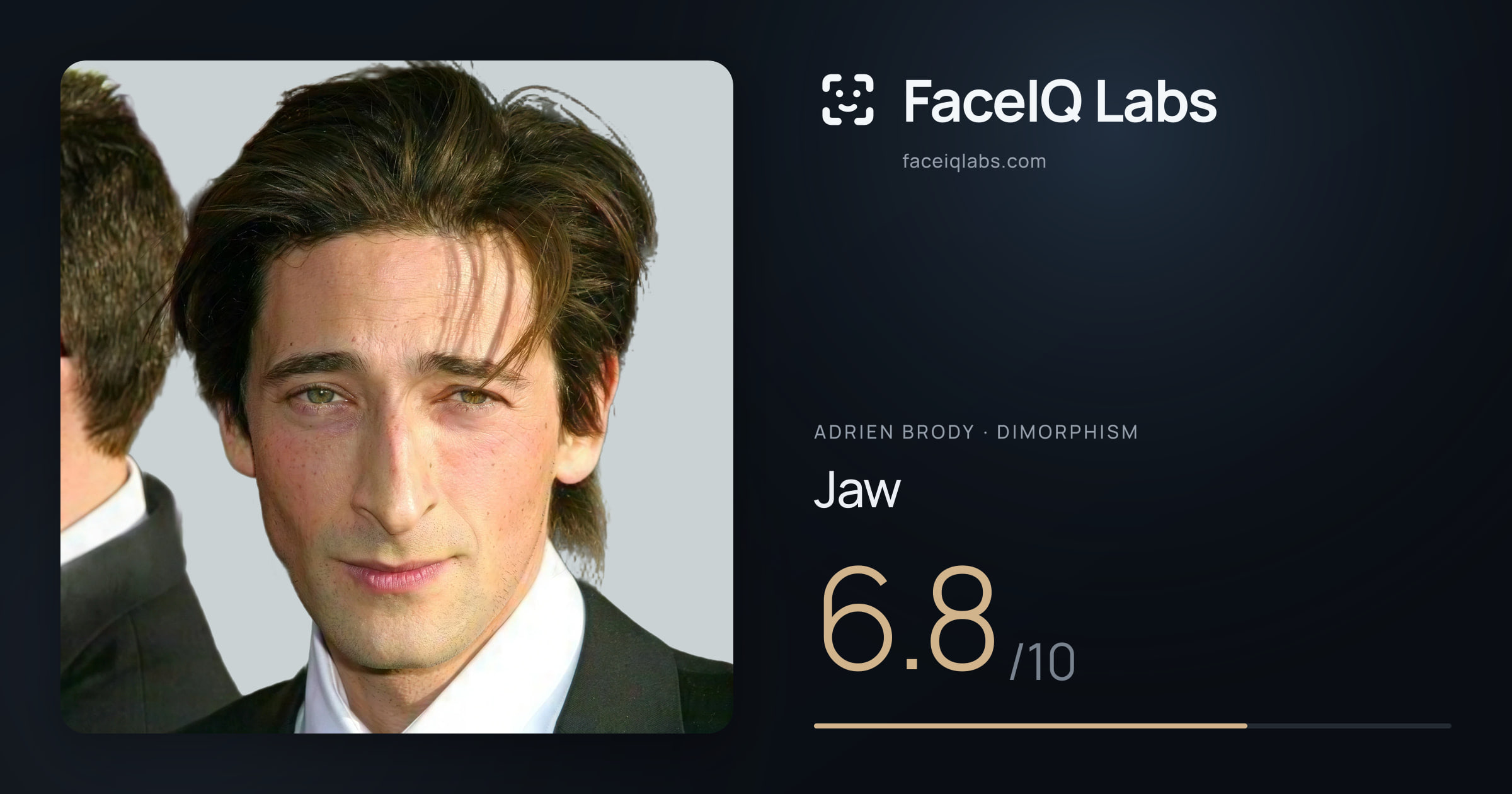 Adrien Brody Jaw: 6.8/10, drawn on the photo