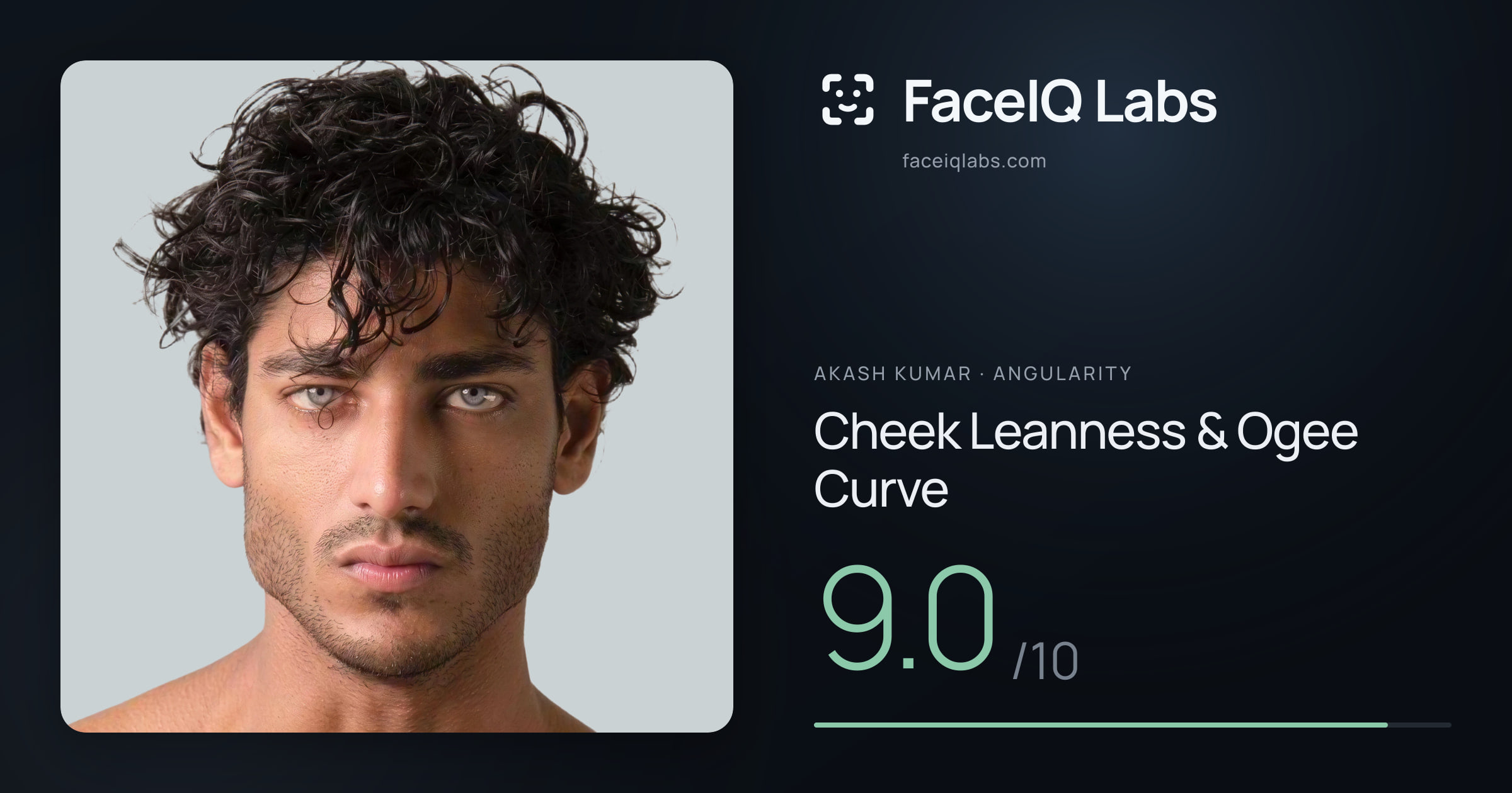 Akash Kumar Cheek Leanness & Ogee Curve: 9.0/10, drawn on the photo