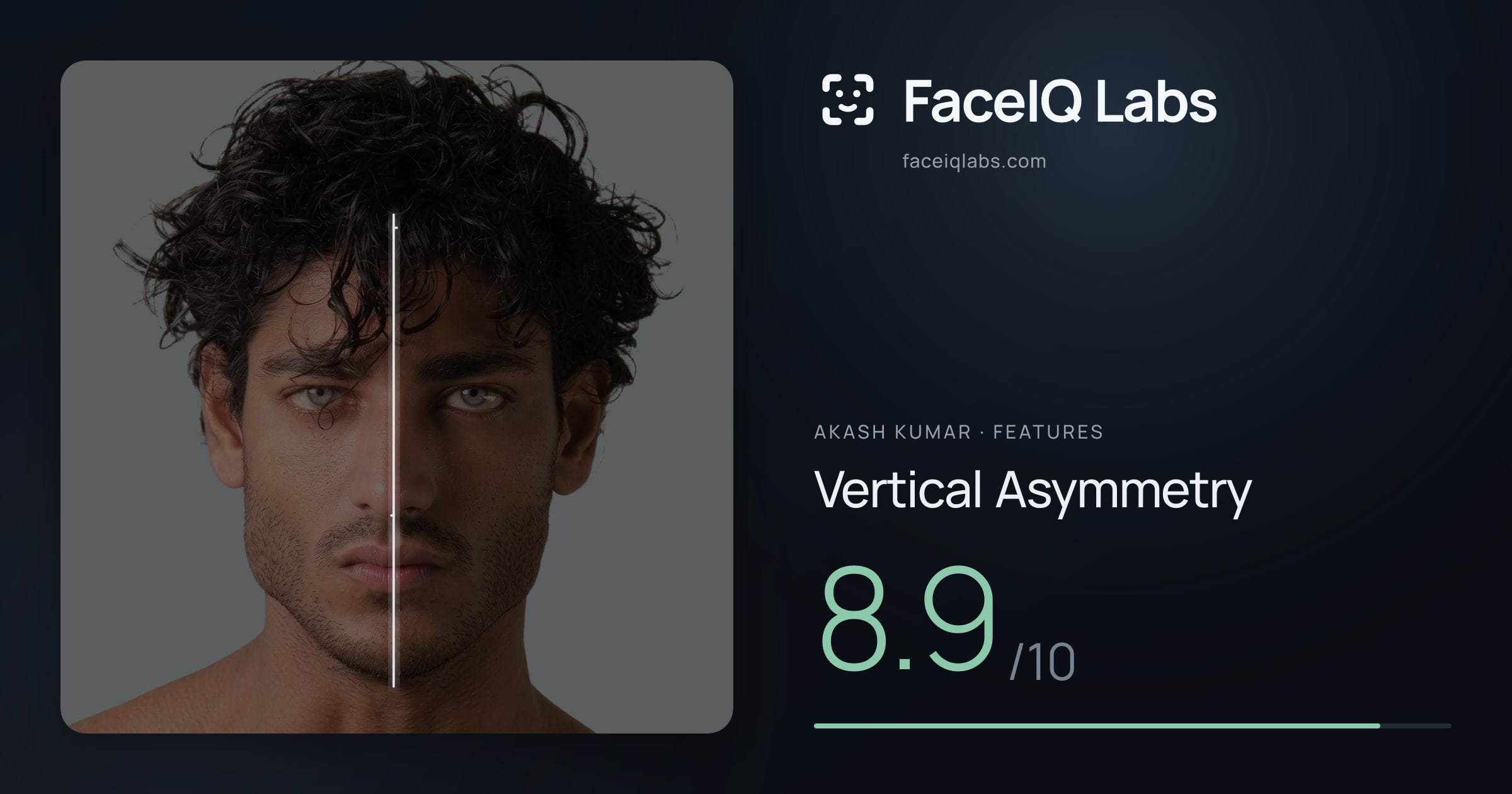 Akash Kumar Vertical Asymmetry: 8.9/10, drawn on the photo