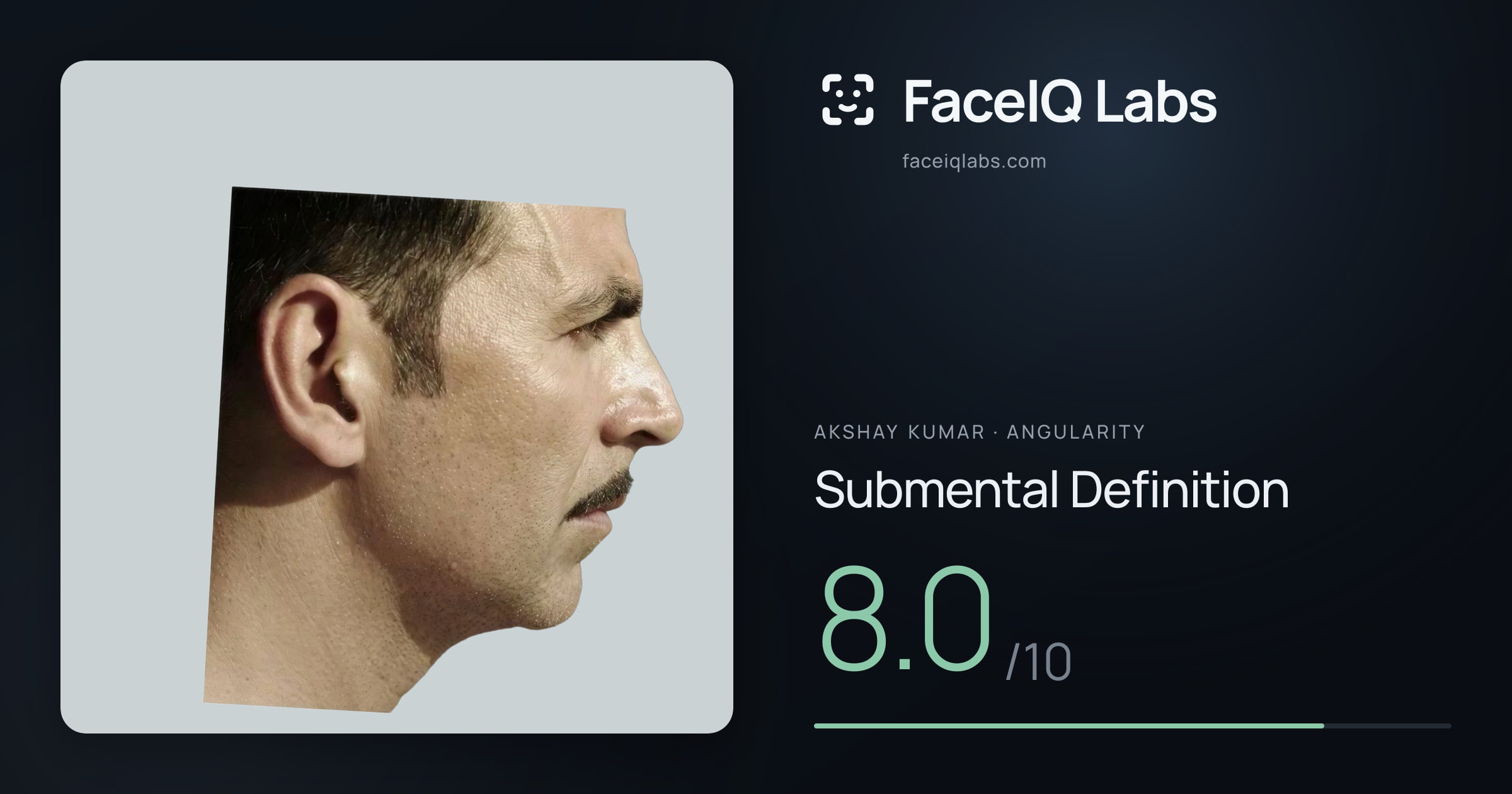 Akshay Kumar Submental Definition: 8.0/10, drawn on the photo
