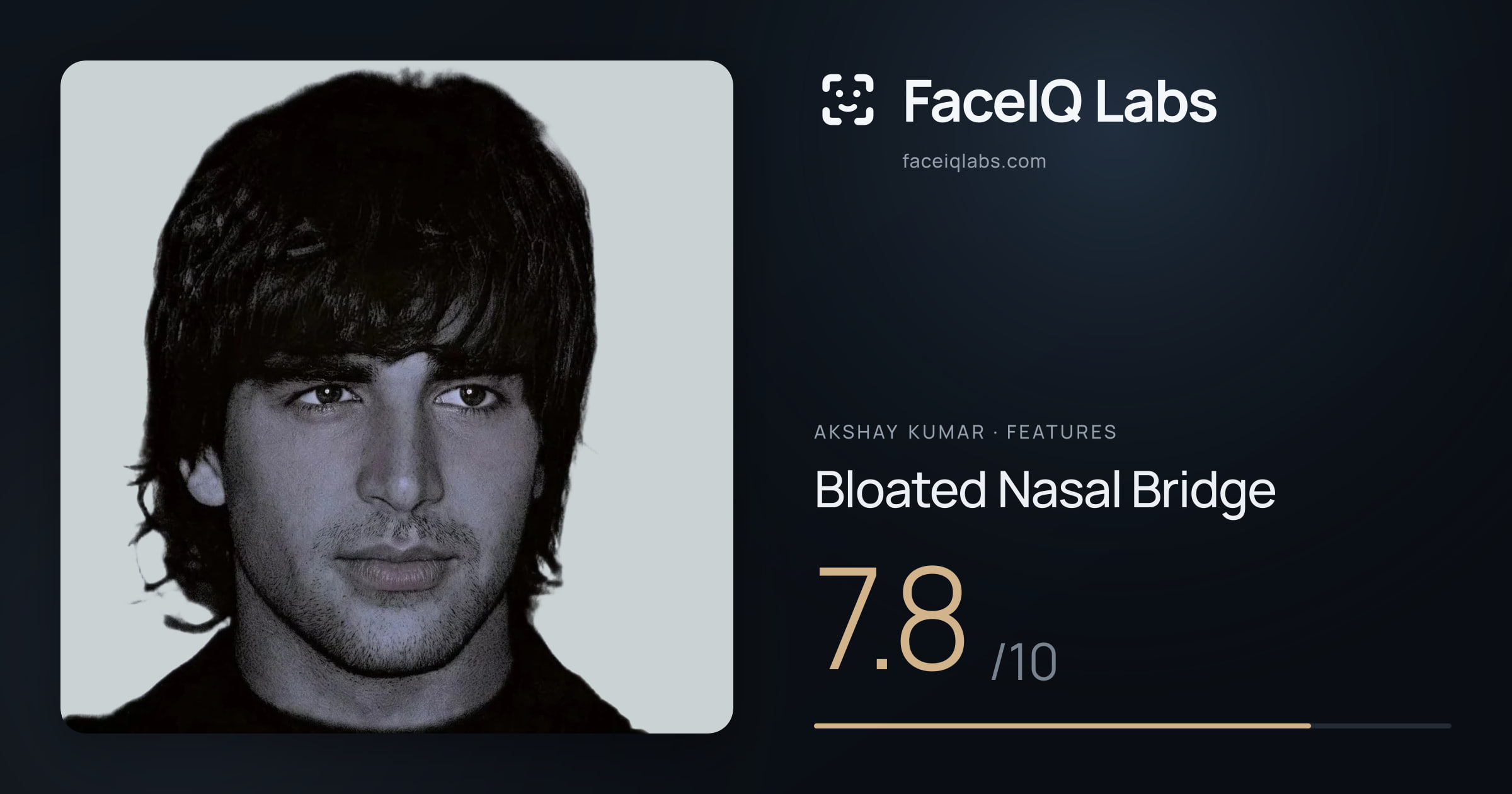 Akshay Kumar Bloated Nasal Bridge: 7.8/10, drawn on the photo