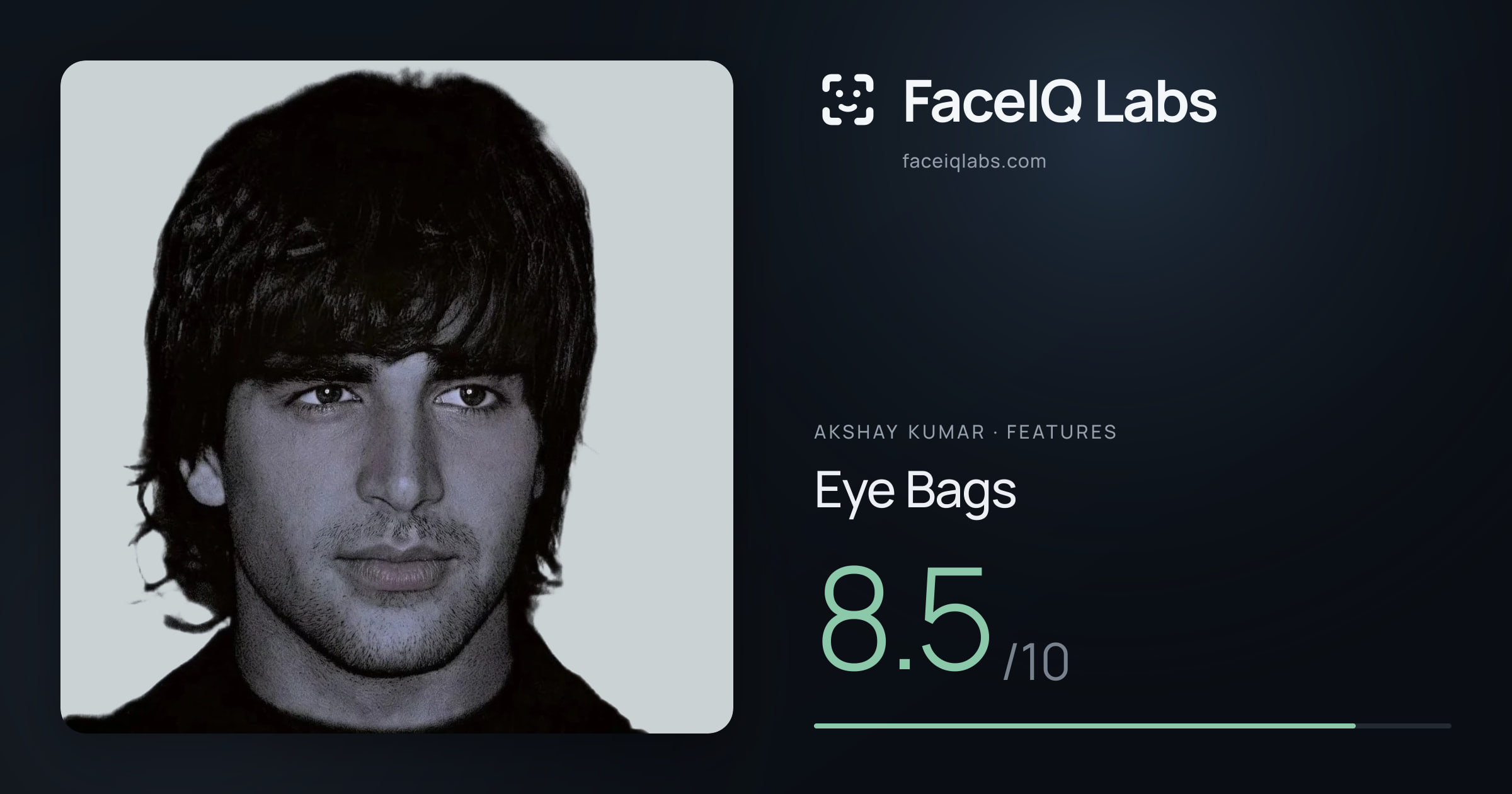 Akshay Kumar Eye Bags: 8.5/10, drawn on the photo