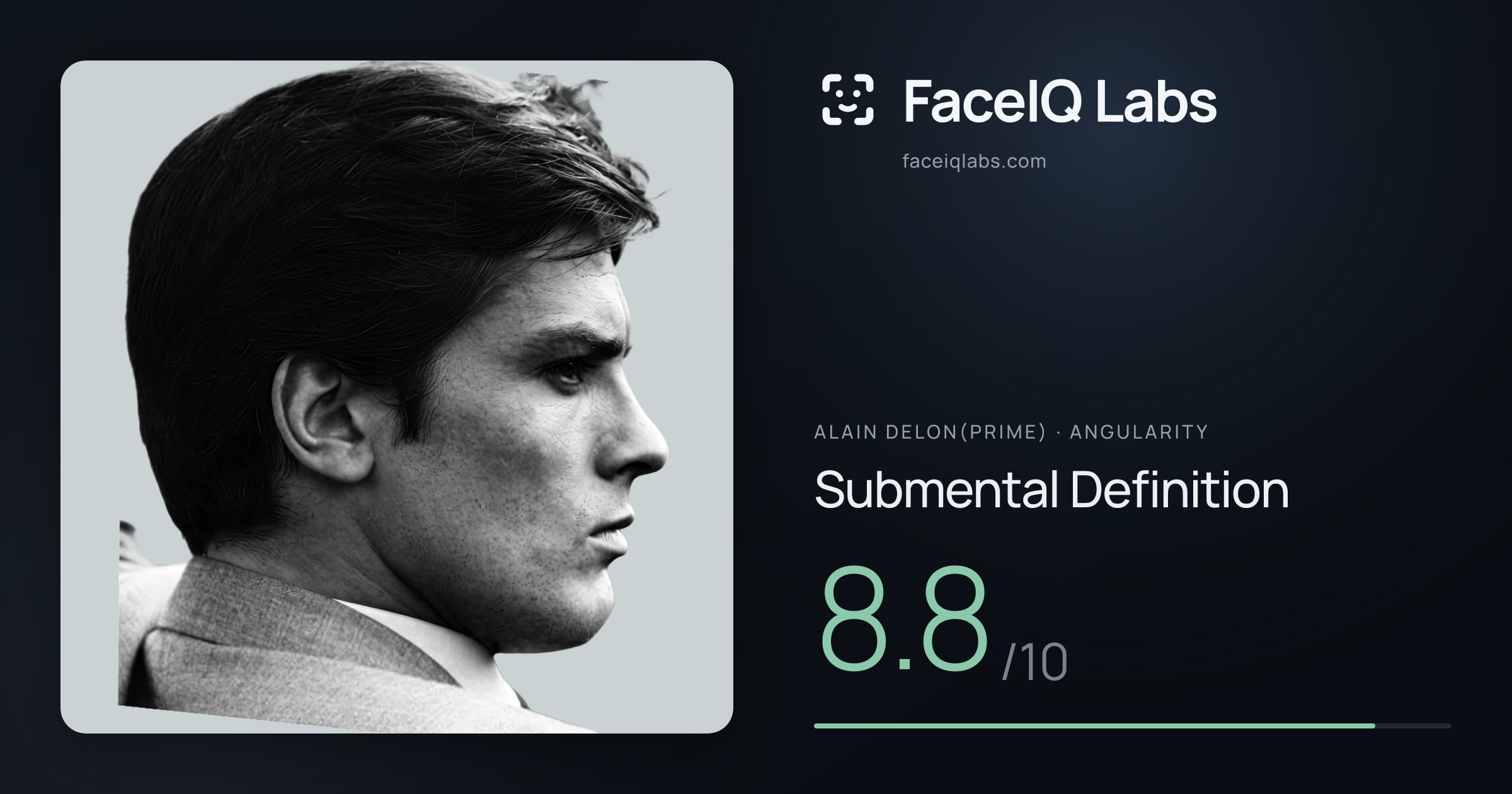 Alain Delon(prime) Submental Definition: 8.8/10, drawn on the photo