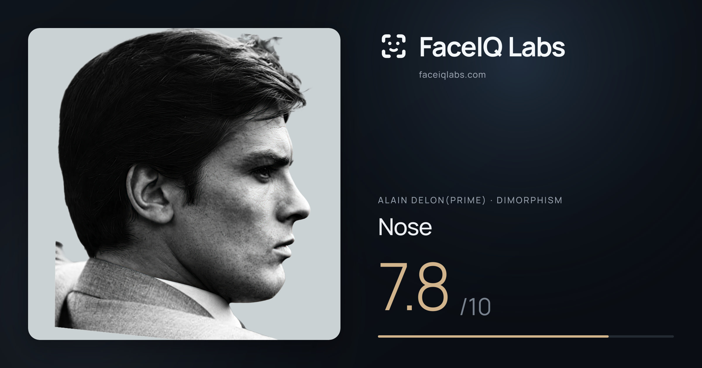 Alain Delon(prime) Nose: 7.8/10, drawn on the photo