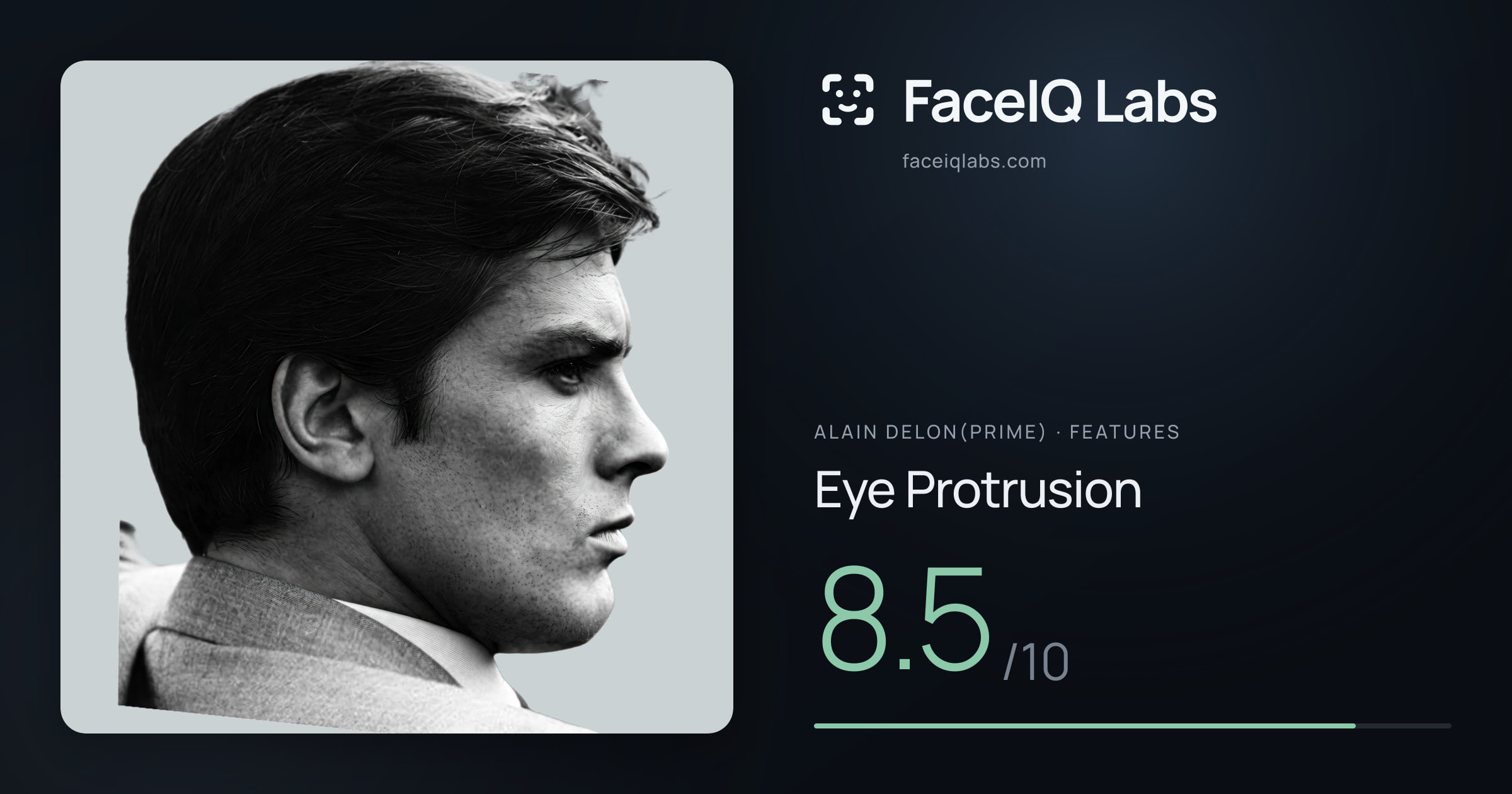 Alain Delon(prime) Eye Protrusion: 8.5/10, drawn on the photo