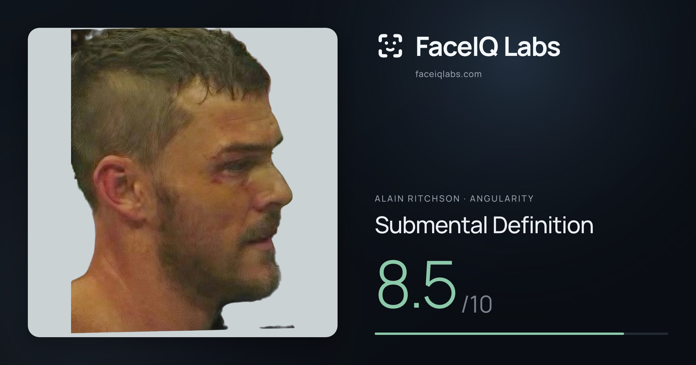 Alain Ritchson Submental Definition: 8.5/10, drawn on the photo