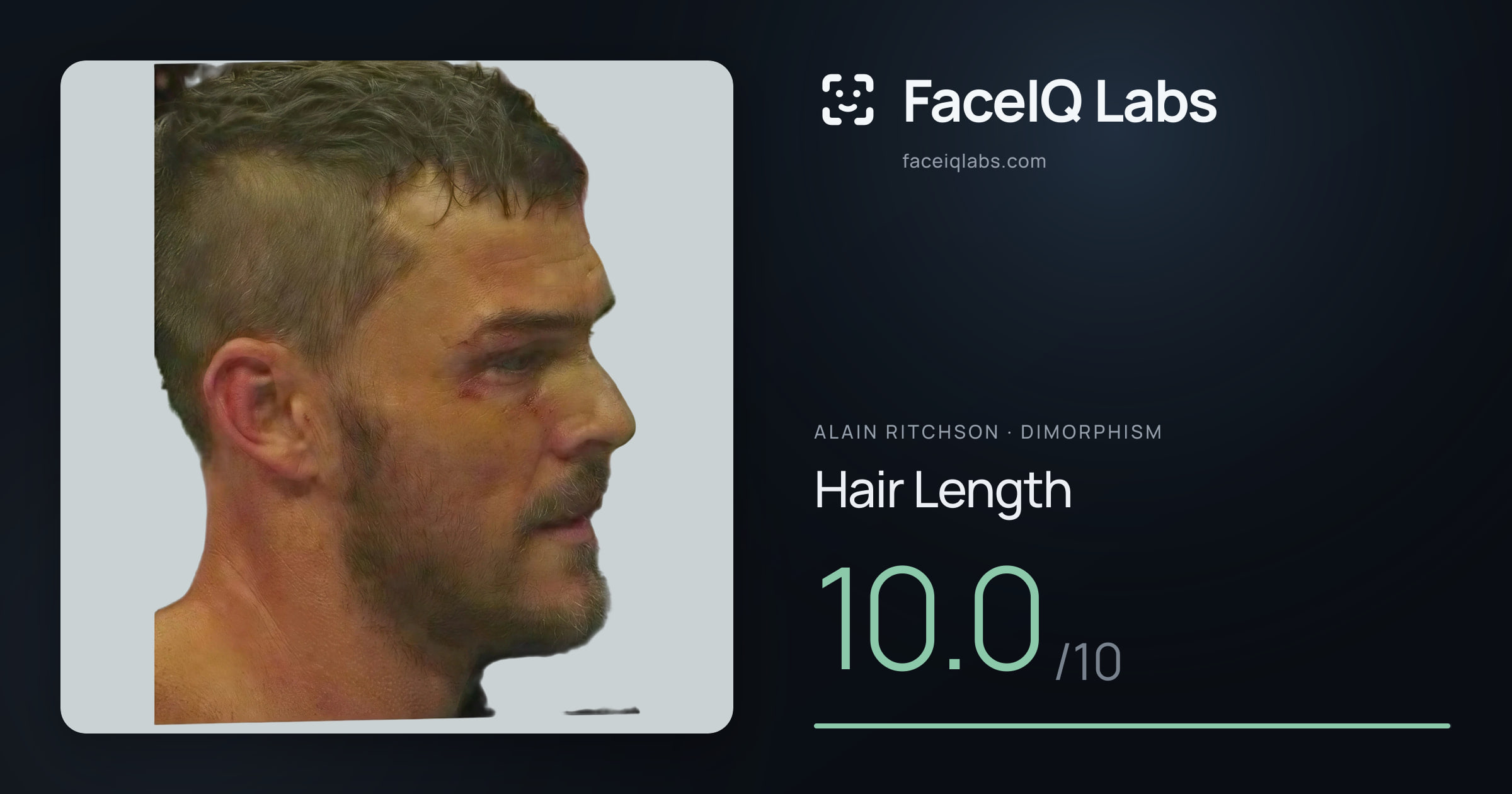 Alain Ritchson Hair Length: 10.0/10, drawn on the photo
