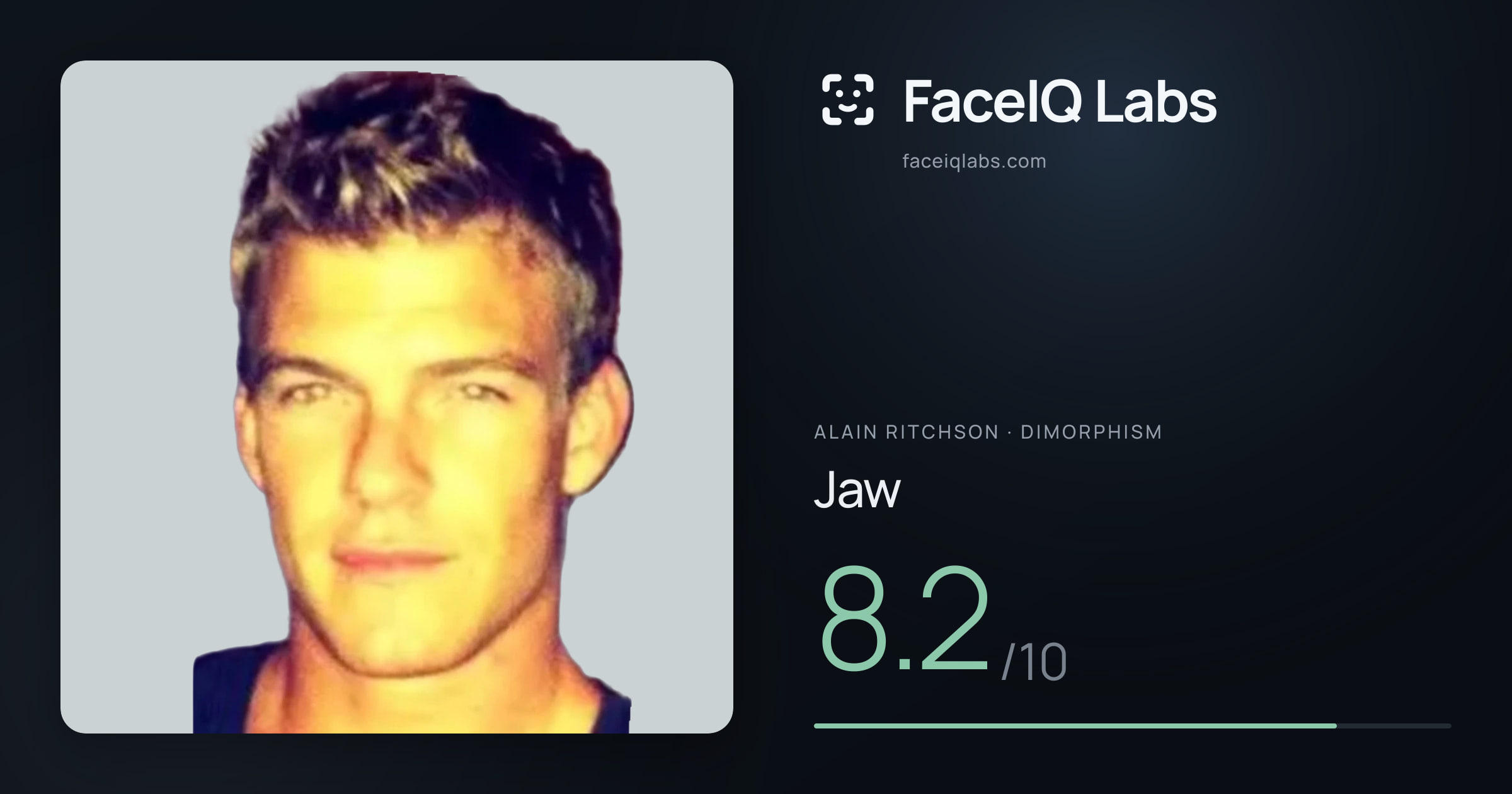 Alain Ritchson Jaw: 8.2/10, drawn on the photo