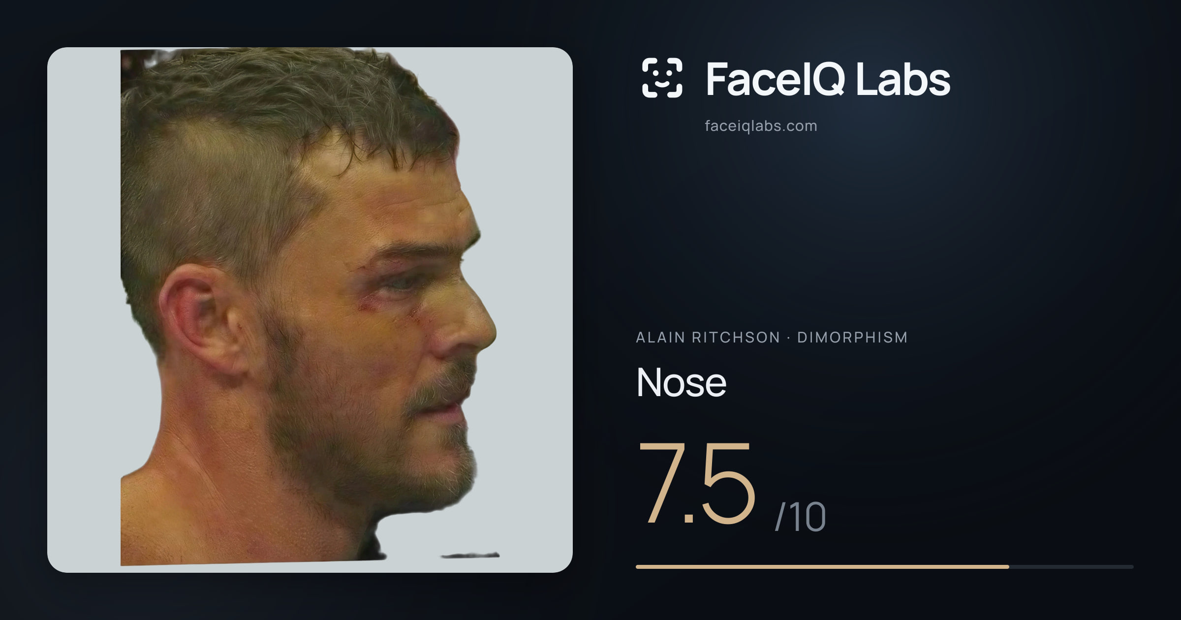 Alain Ritchson Nose: 7.5/10, drawn on the photo