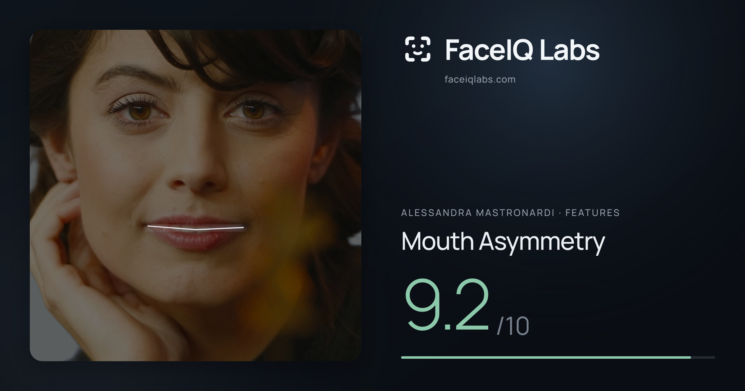 Alessandra Mastronardi Mouth Asymmetry: 9.2/10, drawn on the photo