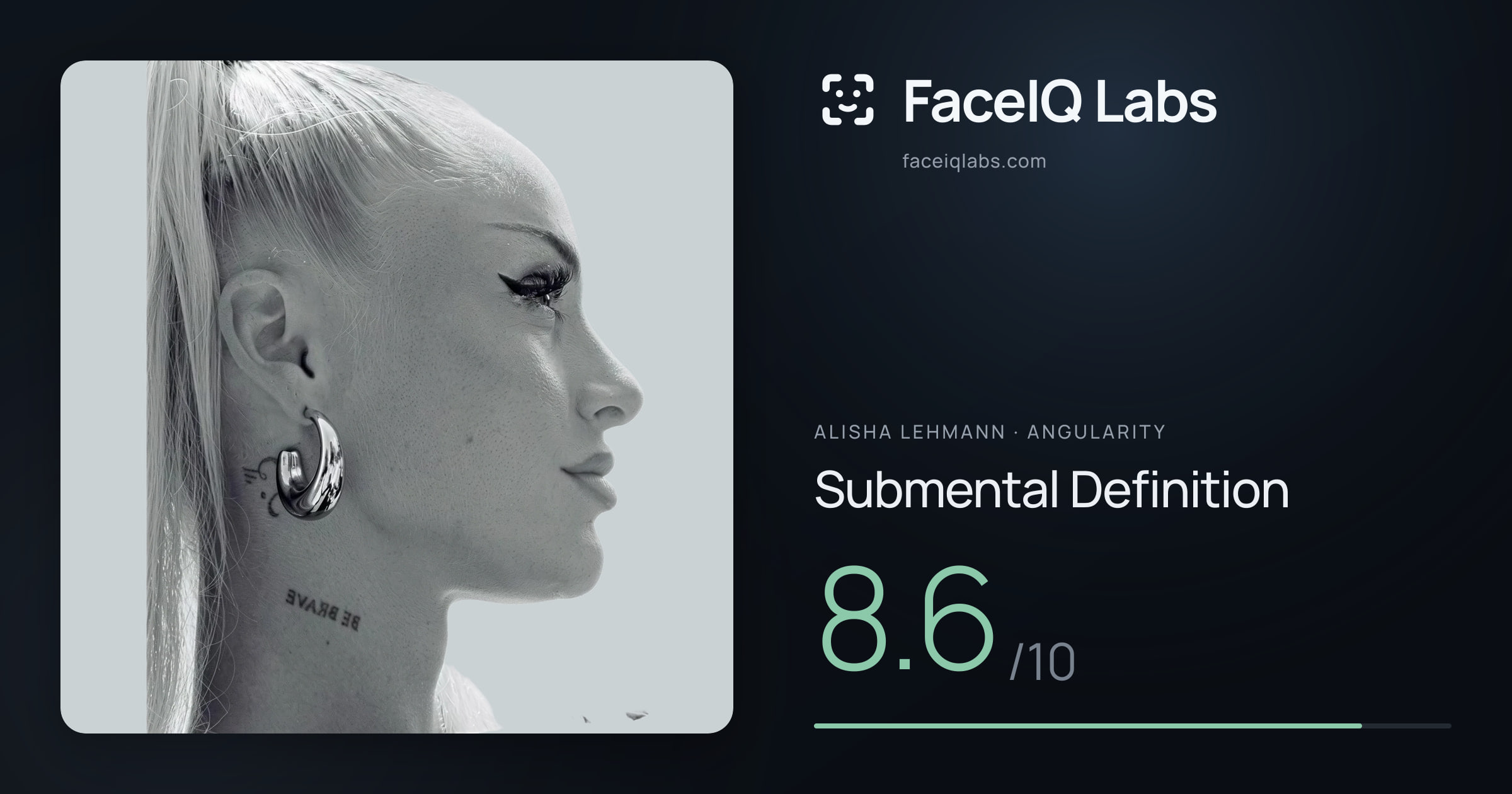 Alisha Lehmann Submental Definition: 8.6/10, drawn on the photo