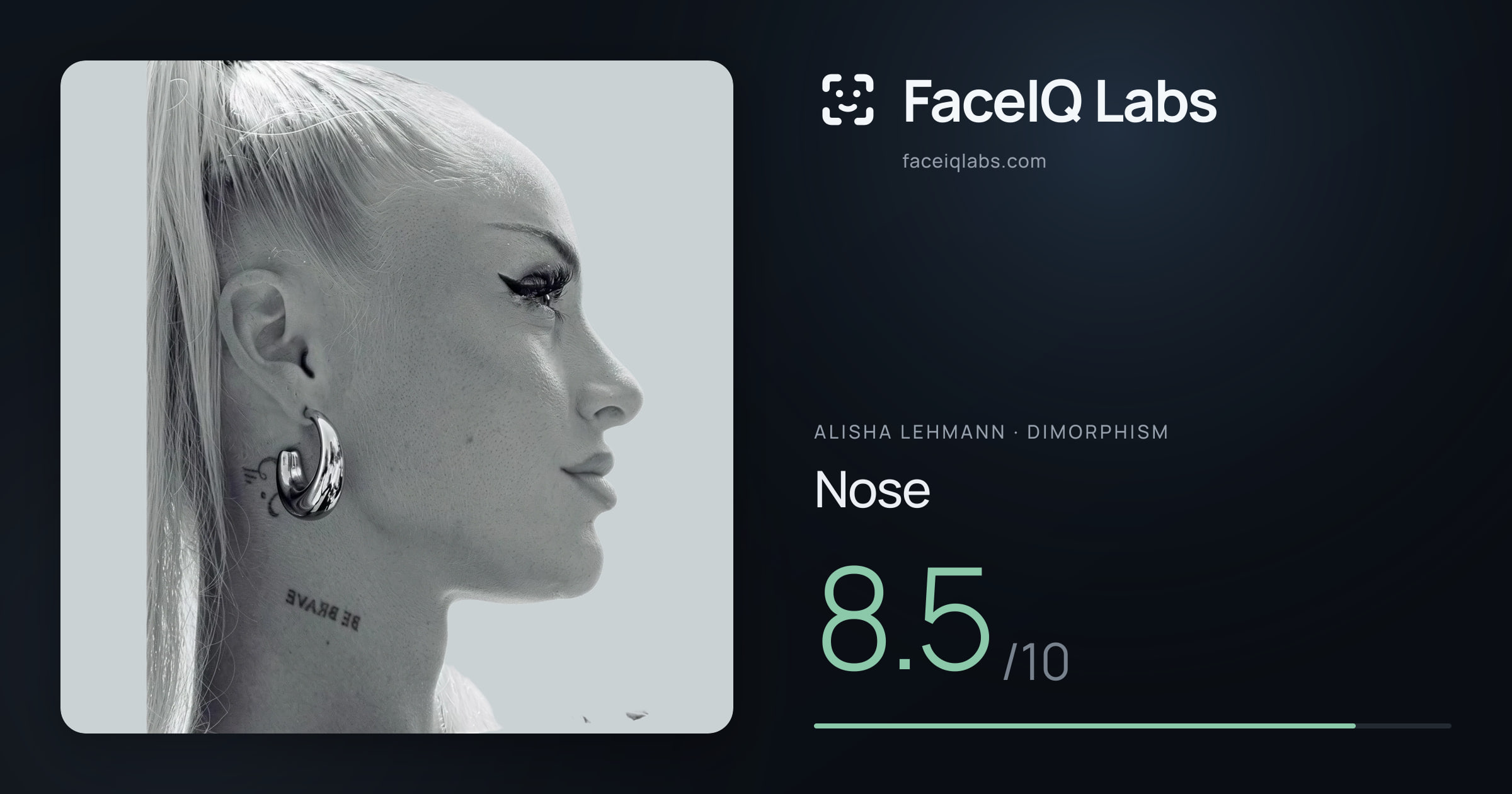Alisha Lehmann Nose: 8.5/10, drawn on the photo