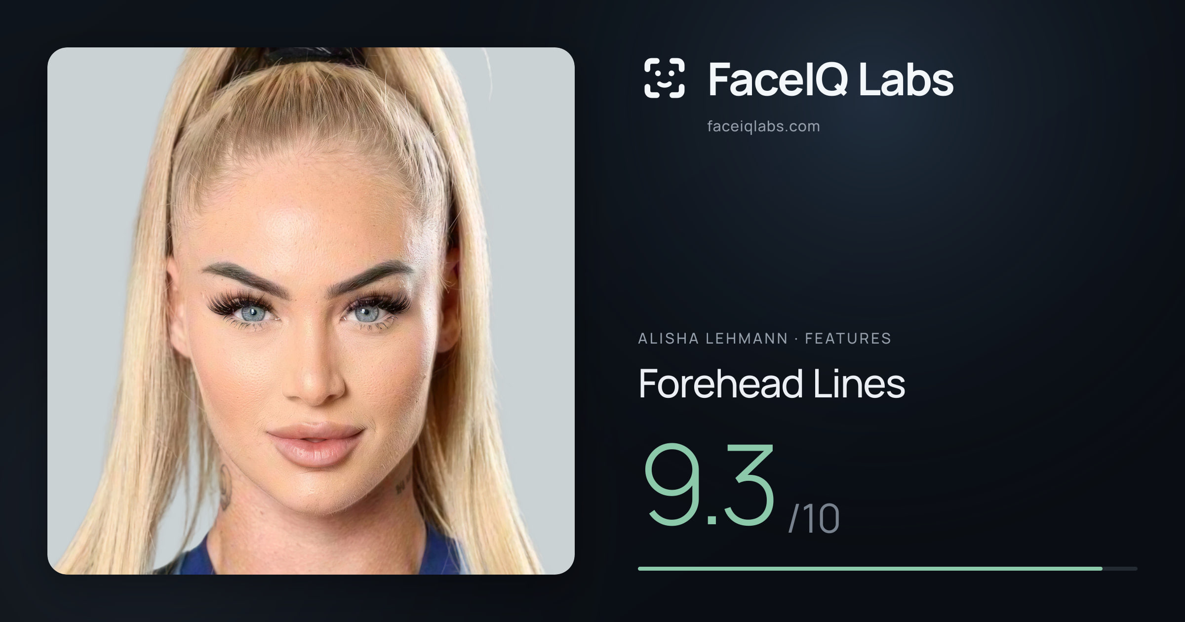 Alisha Lehmann Forehead Lines: 9.3/10, drawn on the photo