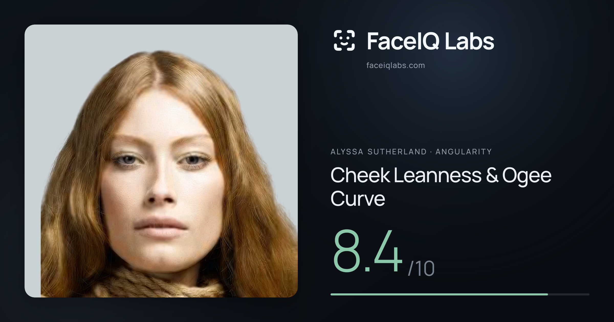 Alyssa Sutherland Cheek Leanness & Ogee Curve: 8.4/10, drawn on the photo