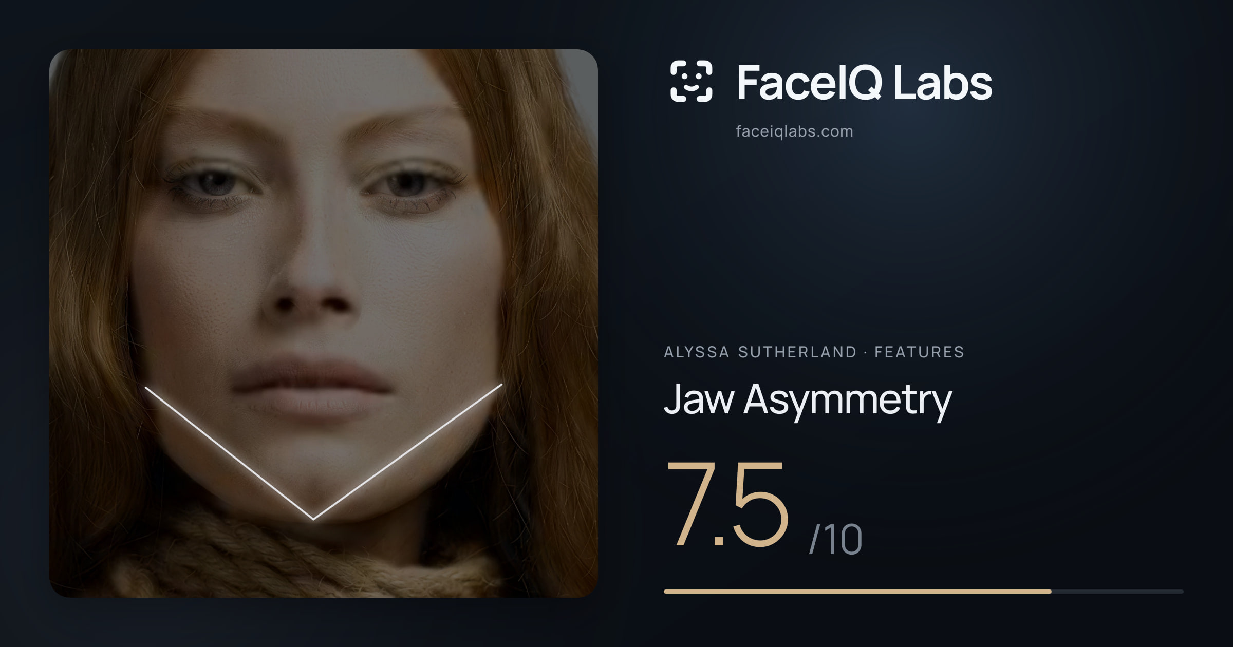 Alyssa Sutherland Jaw Asymmetry: 7.5/10, drawn on the photo