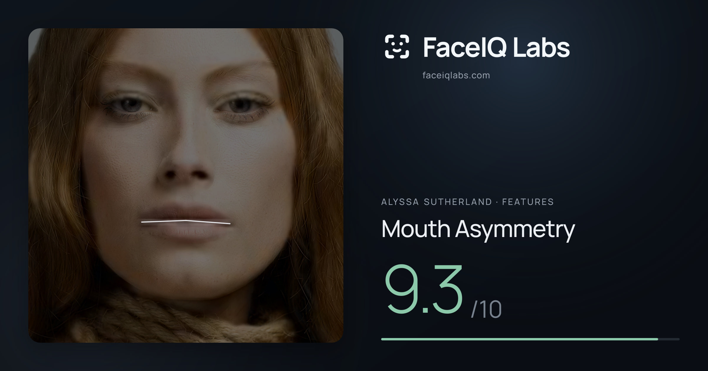 Alyssa Sutherland Mouth Asymmetry: 9.3/10, drawn on the photo
