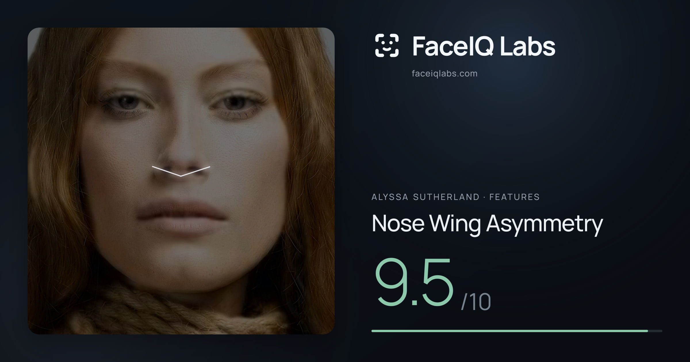 Alyssa Sutherland Nose Wing Asymmetry: 9.5/10, drawn on the photo