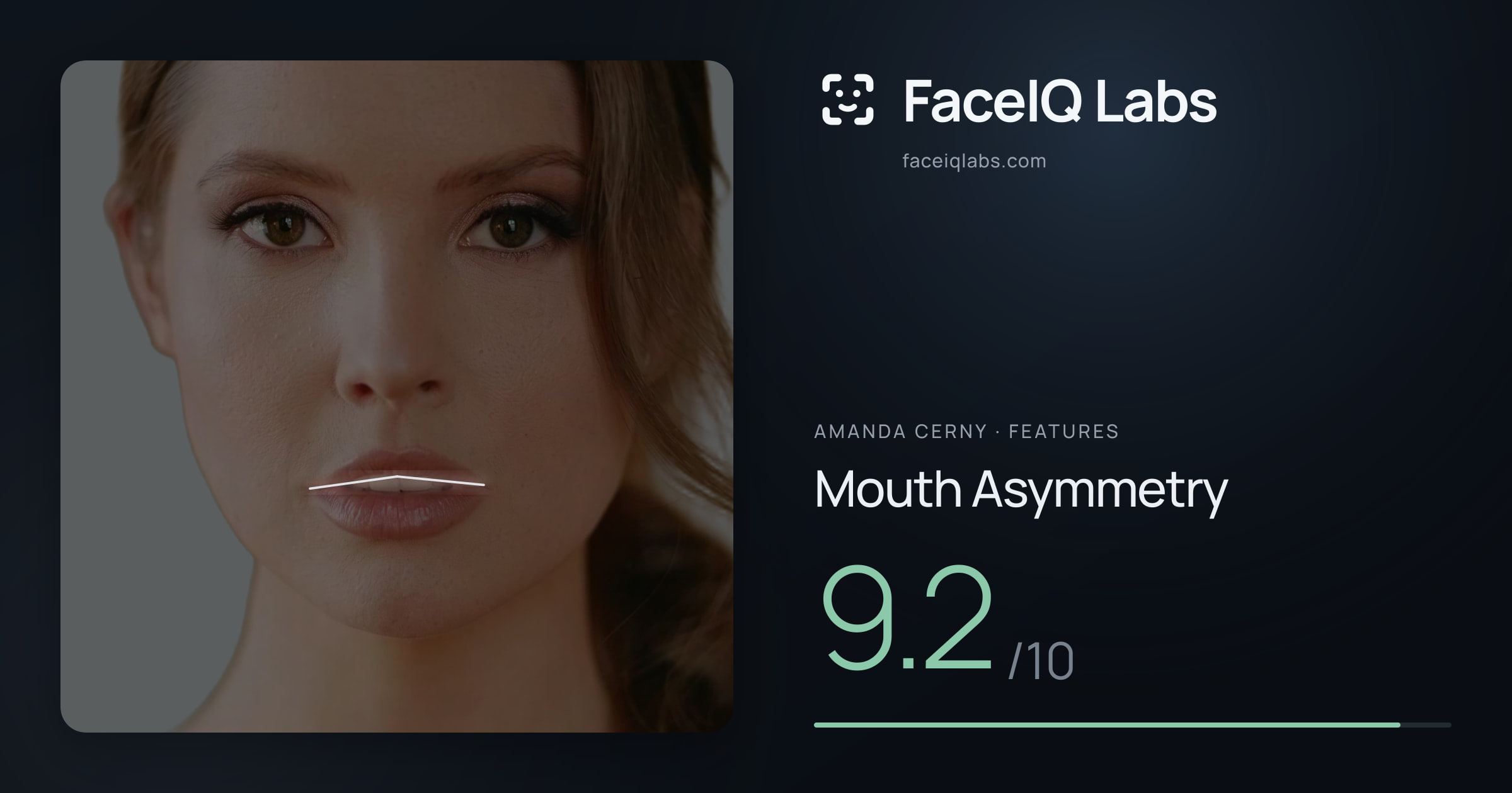 Amanda Cerny Mouth Asymmetry: 9.2/10, drawn on the photo
