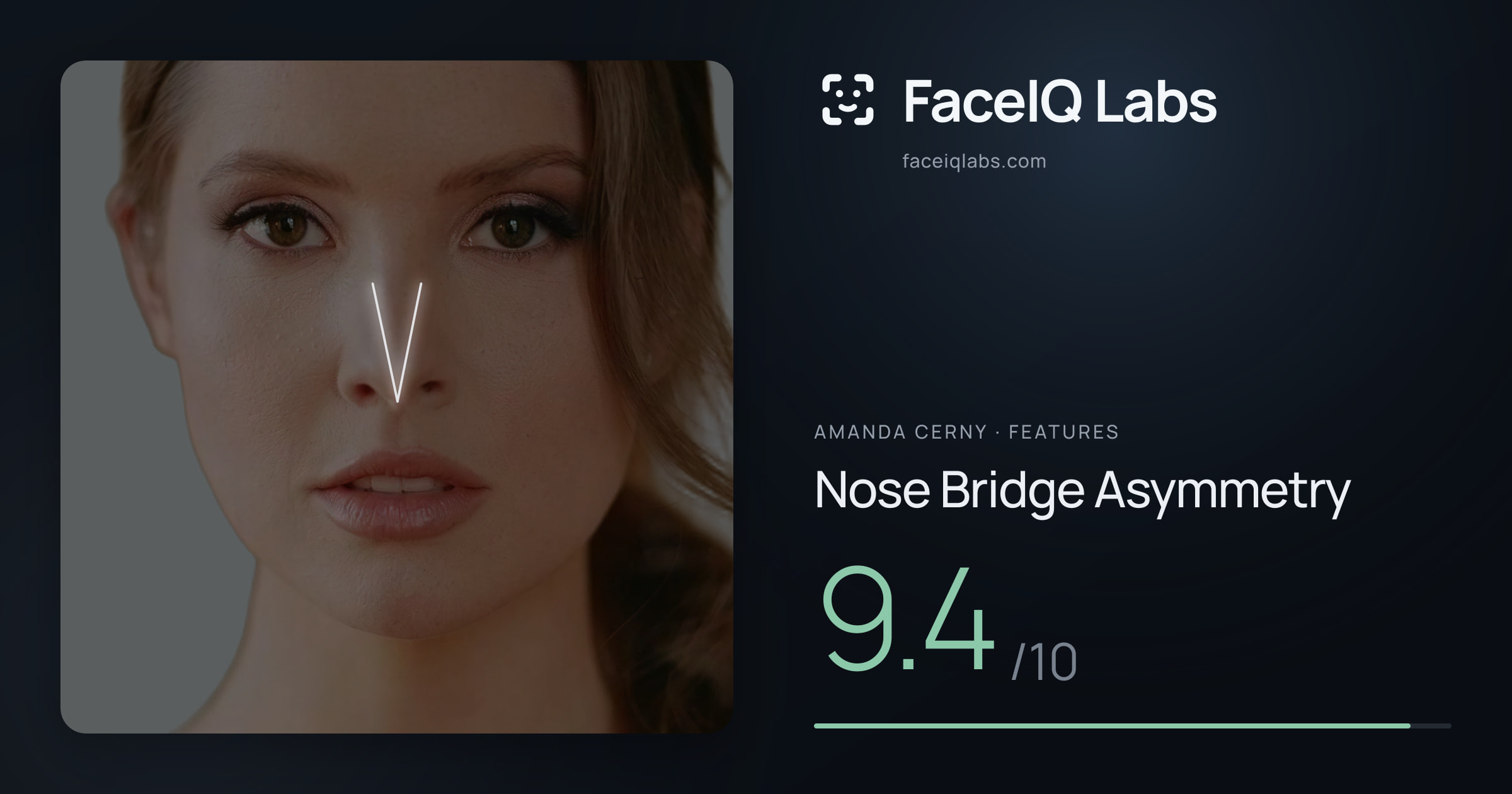 Amanda Cerny Nose Bridge Asymmetry: 9.4/10, drawn on the photo