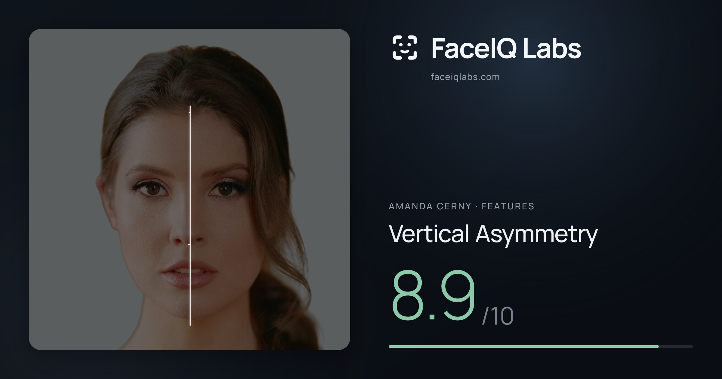 Amanda Cerny Vertical Asymmetry: 8.9/10, drawn on the photo