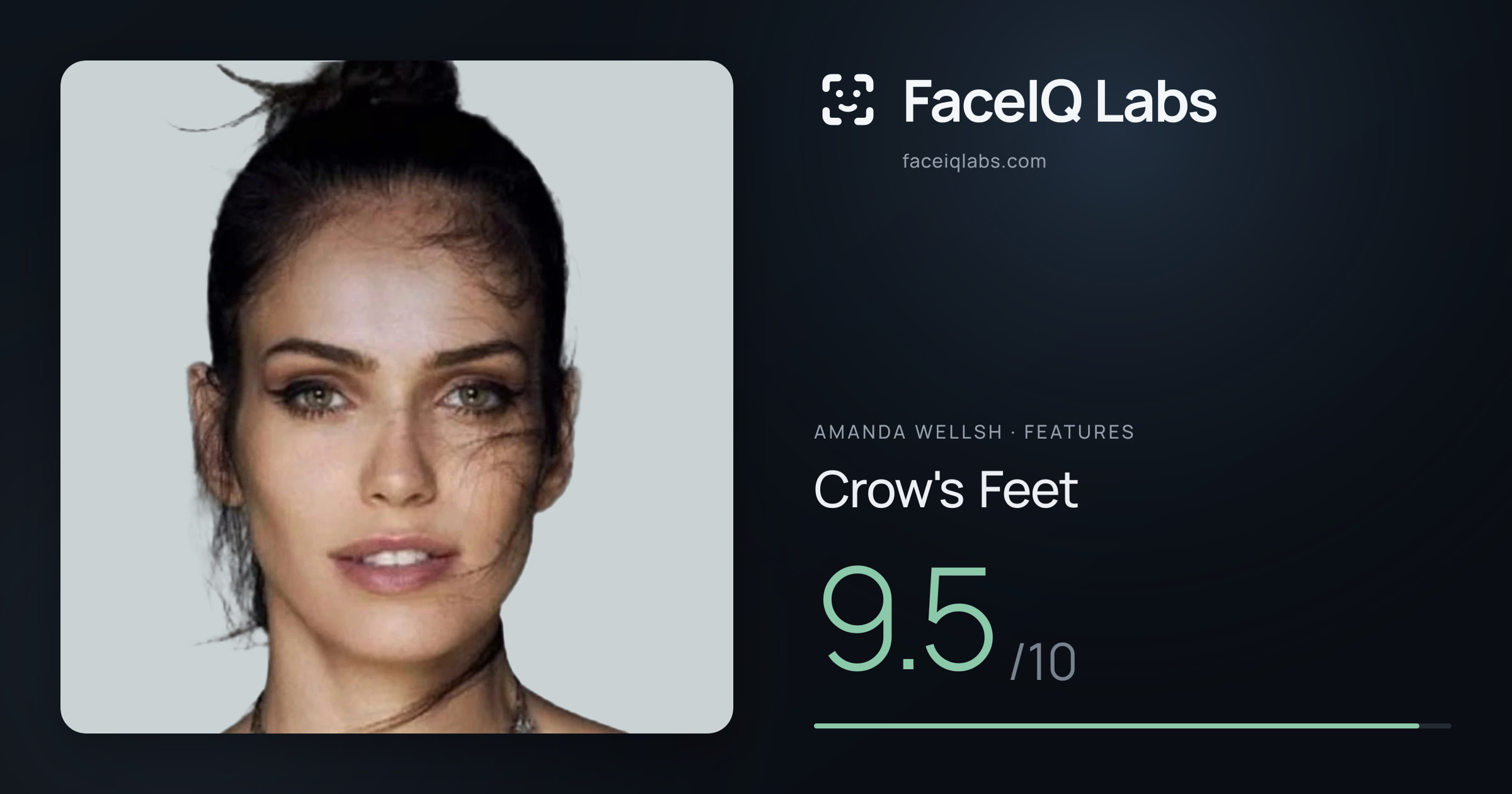 Amanda Wellsh Crow's Feet: 9.5/10, drawn on the photo