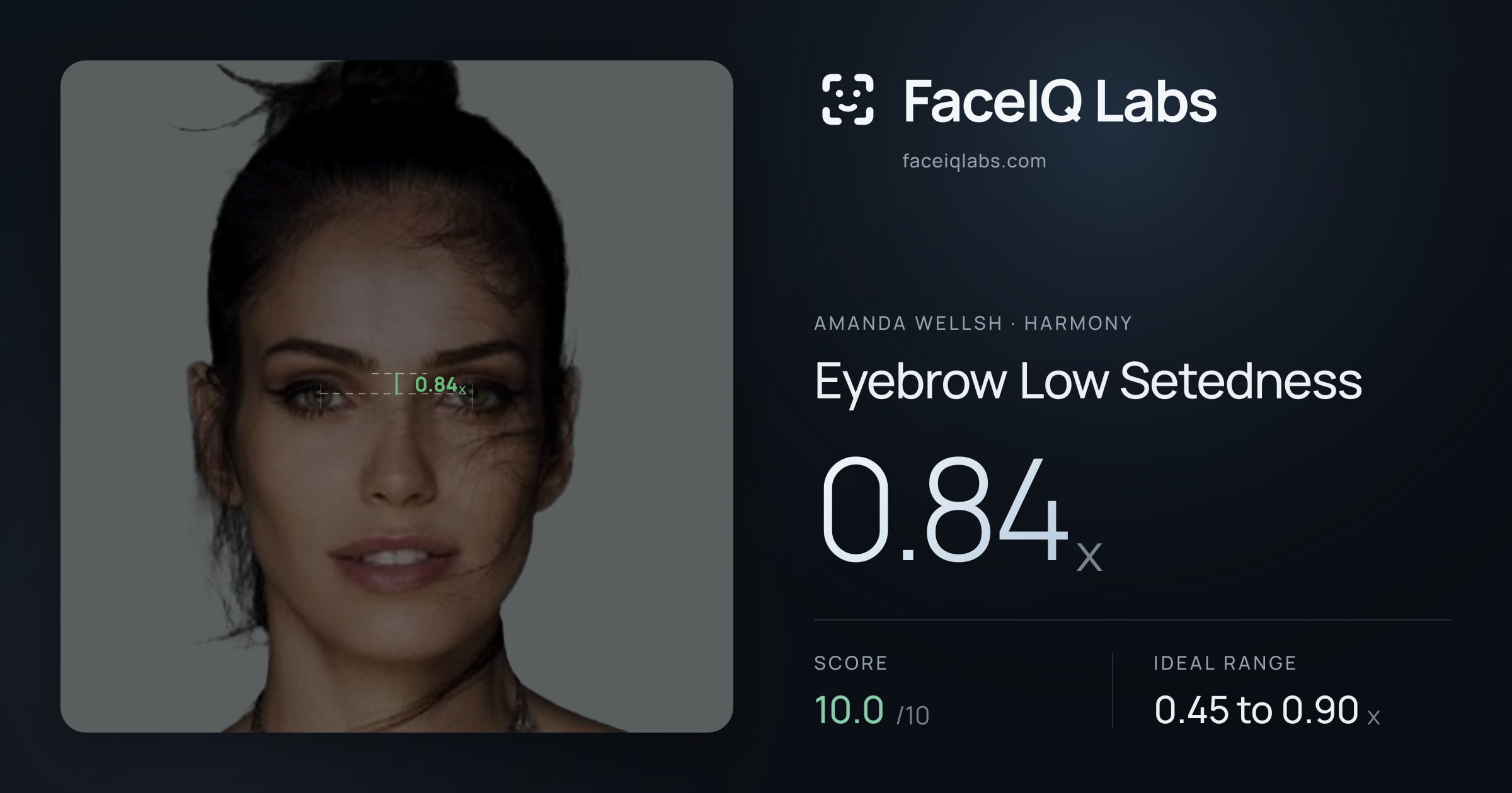 Amanda Wellsh Eyebrow Low Setedness: 0.84x, drawn on the photo