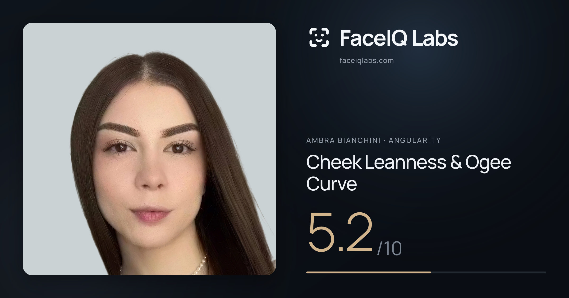 Ambra Bianchini Cheek Leanness & Ogee Curve: 5.2/10, drawn on the photo