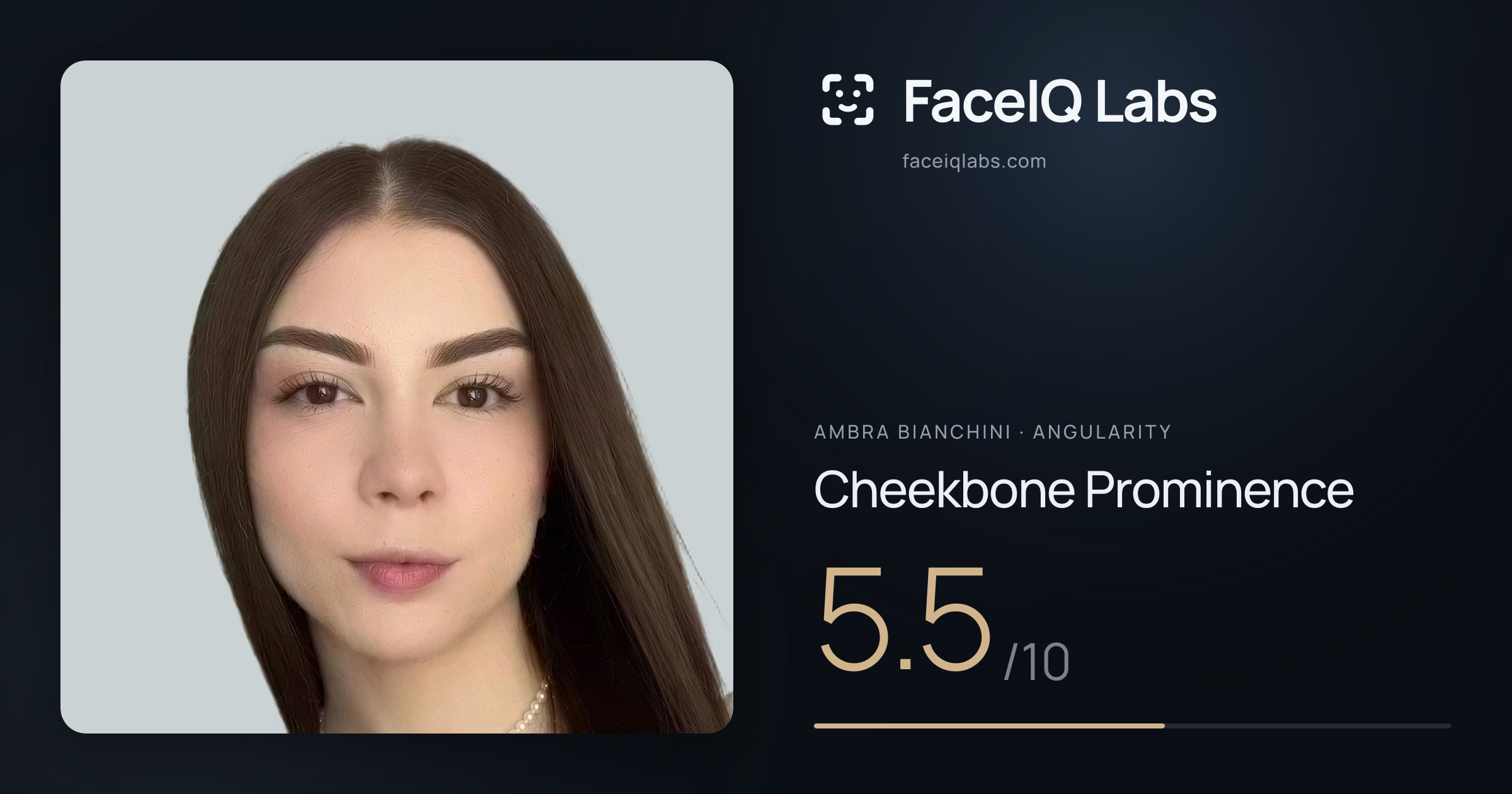 Ambra Bianchini Cheekbone Prominence: 5.5/10, drawn on the photo