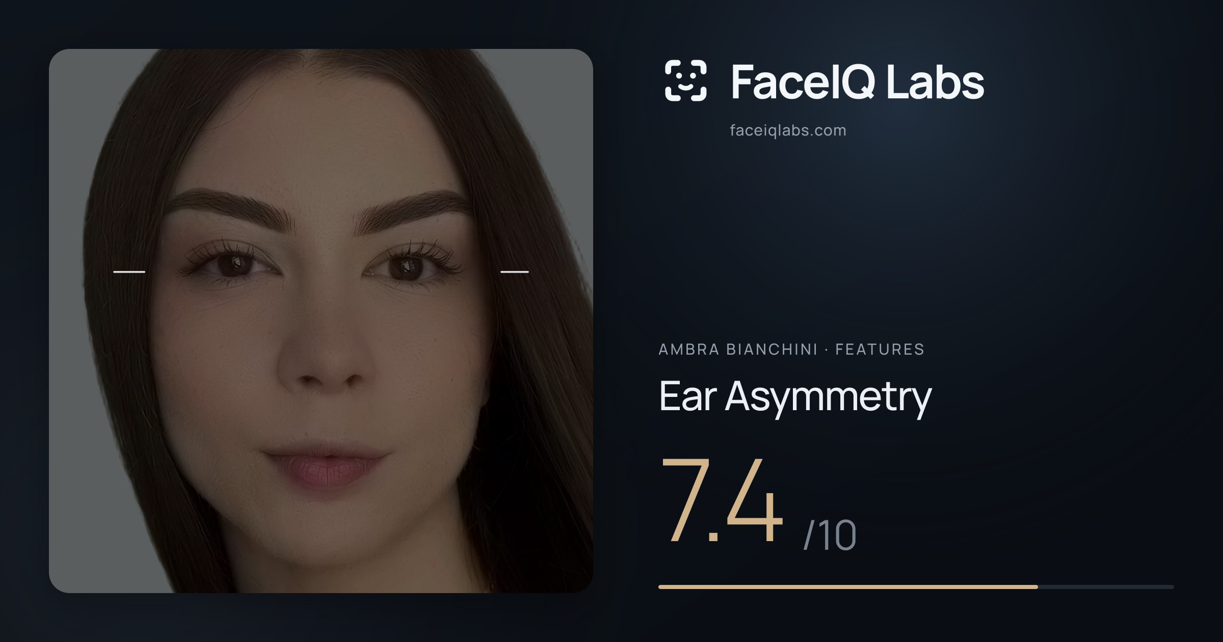 Ambra Bianchini Ear Asymmetry: 7.4/10, drawn on the photo